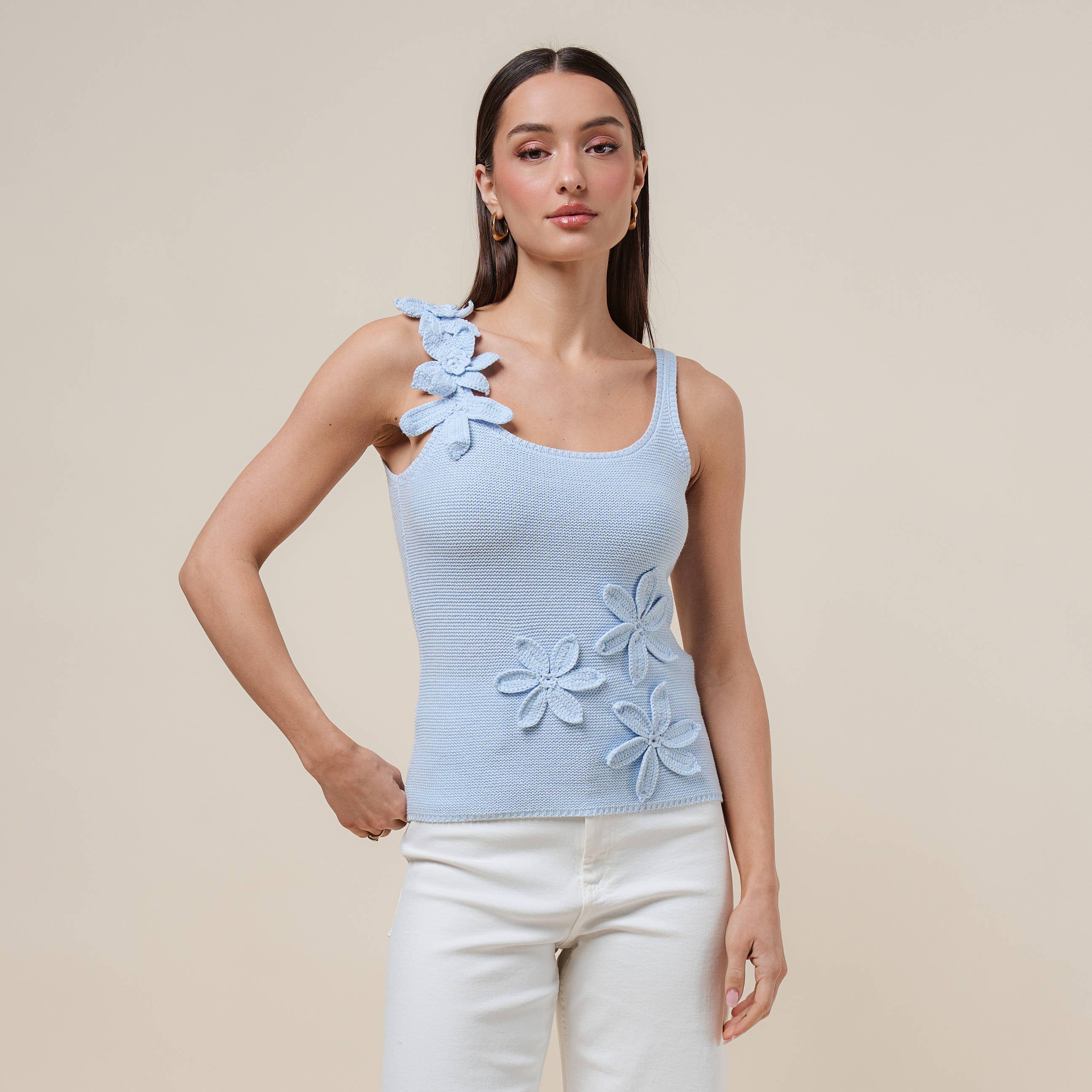3D Floral Applique Knit Top