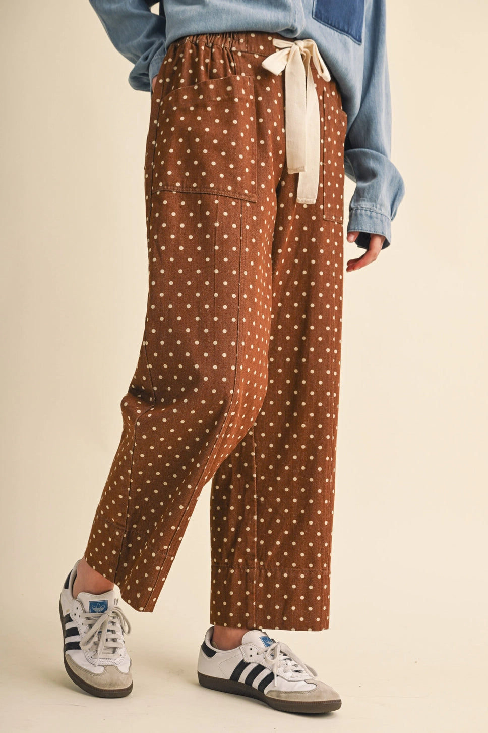 Polka Dot Wide Leg Cropped Pants