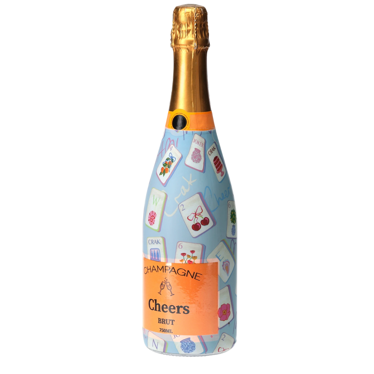 Blue Mahjong Champagne Bottle Wrap – Gift for Her