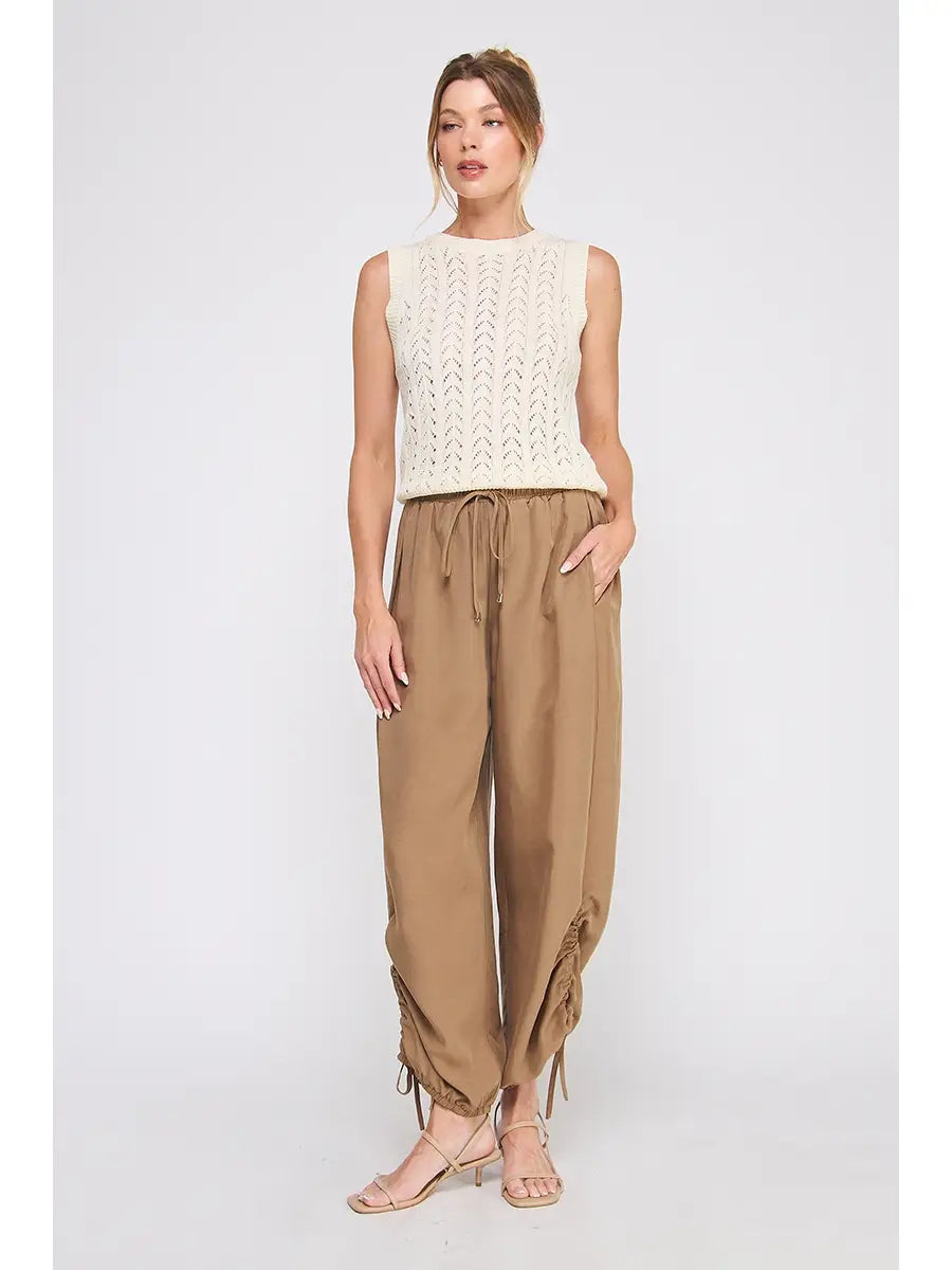 Cinnamon Satin Drawstring Pant