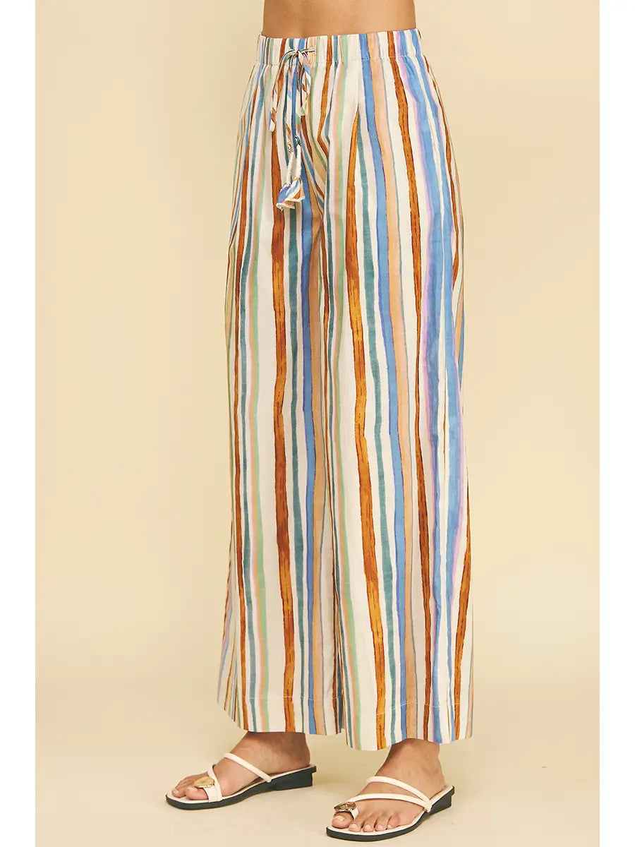 Multi Color Stripe Wide Leg Pants