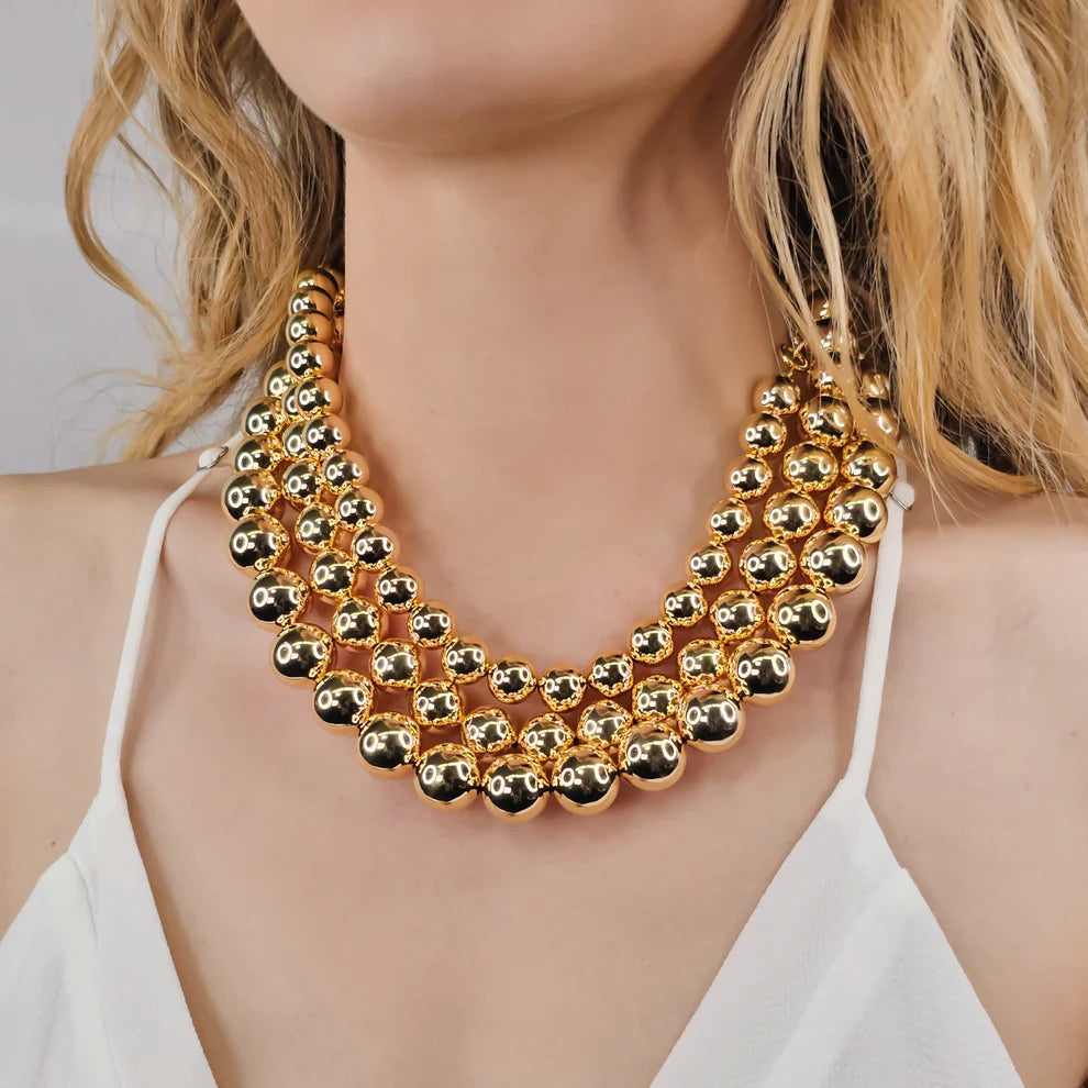 gold sphere ball womens necklace