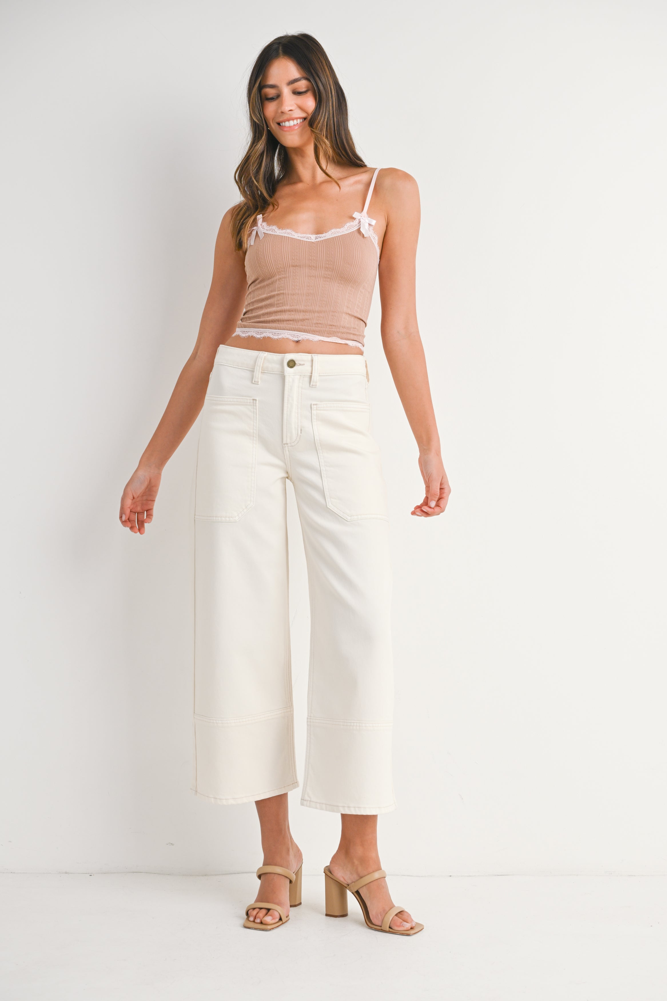 High Rise Cropped Wide Leg