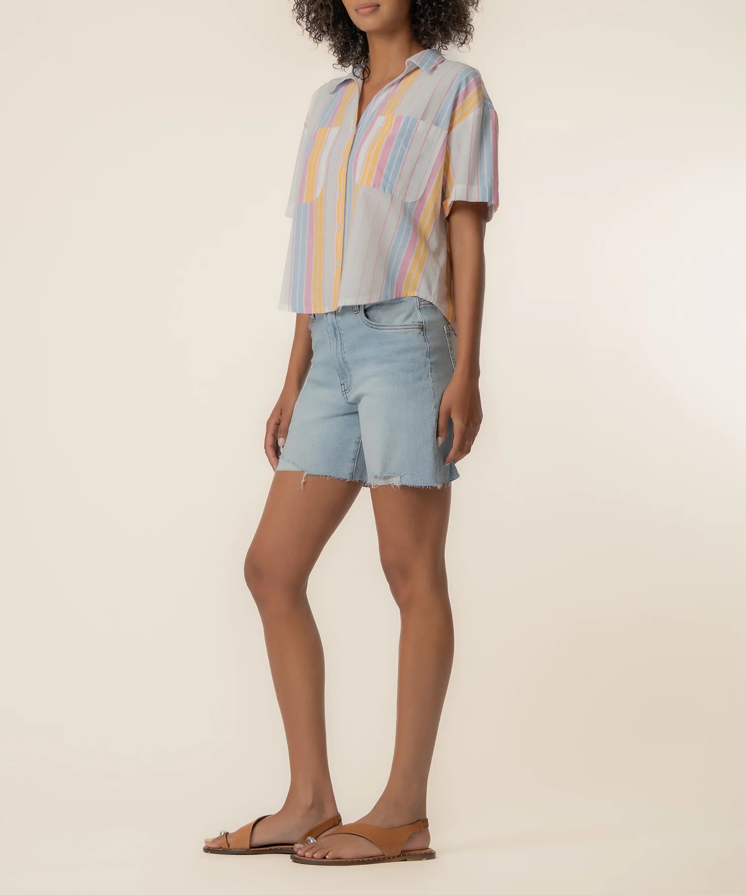 KUT | Brianna Linen Boxy Shirt