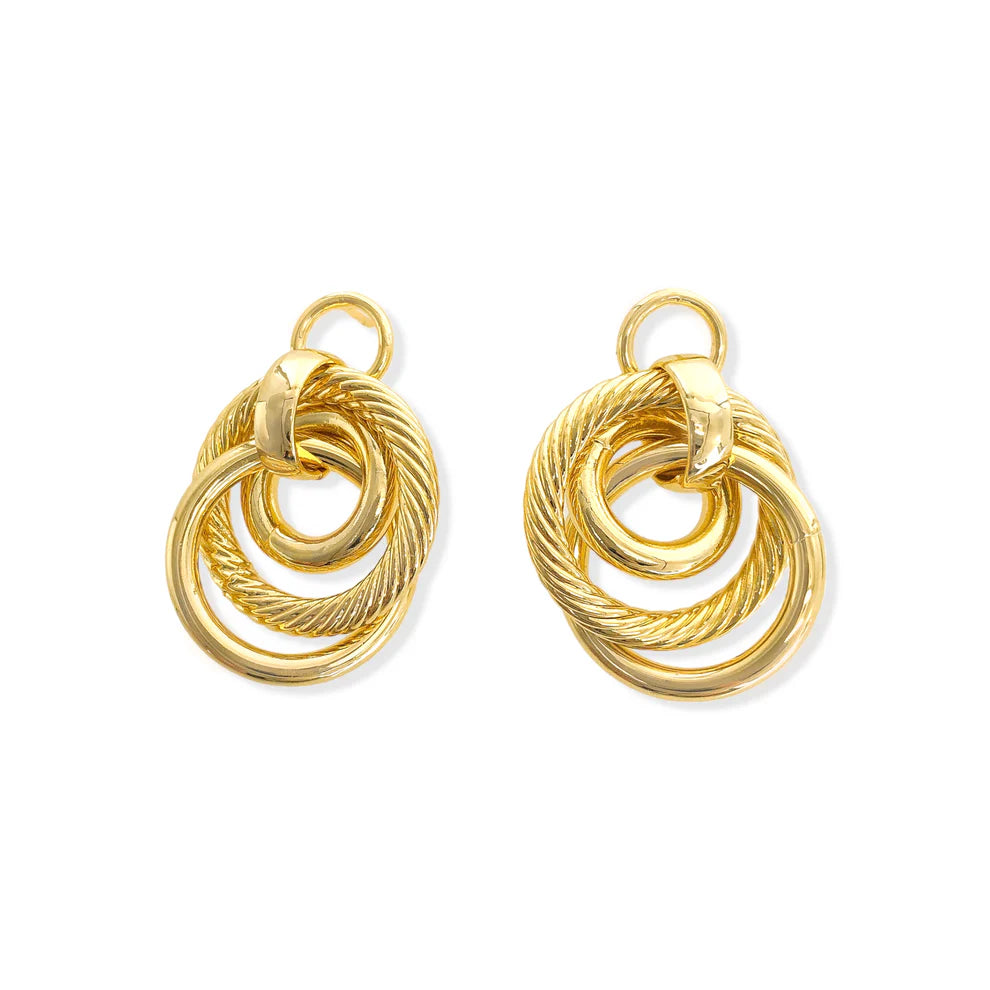 vintage inspired multi hoop push back gold earring