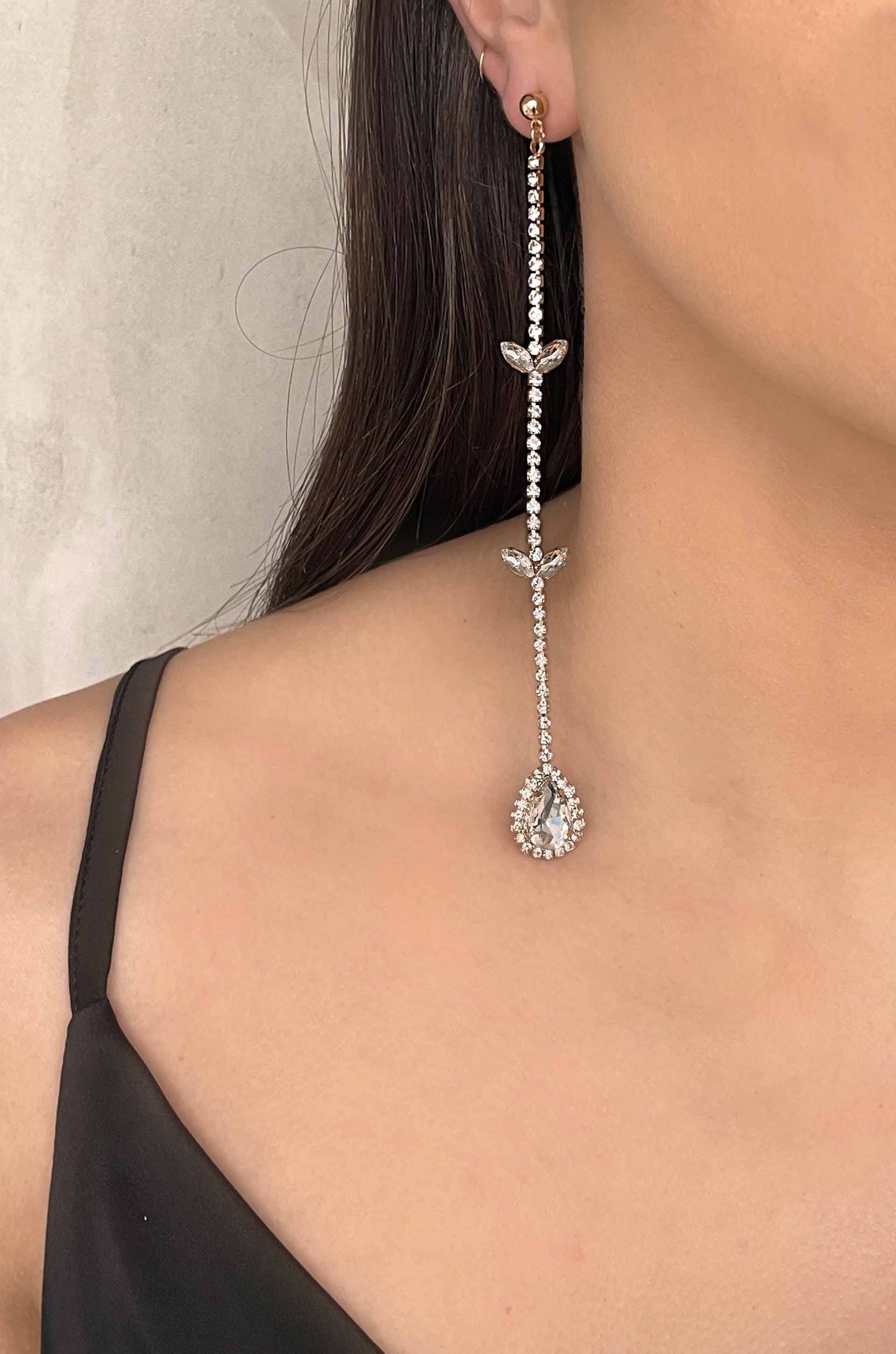 Mix It Up Crystal 18k Gold Plated Asymmetrical Earrings