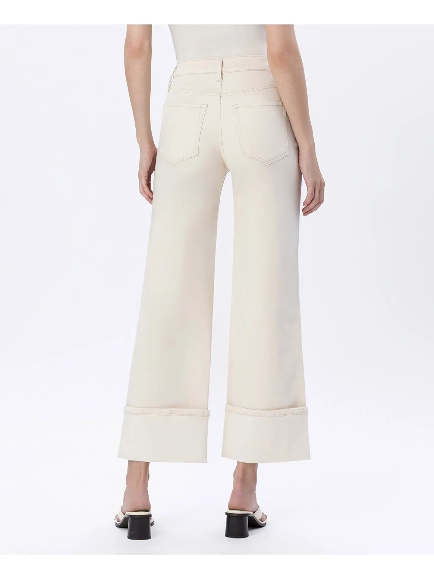 High Rise Cuffed Wide Leg Jeans