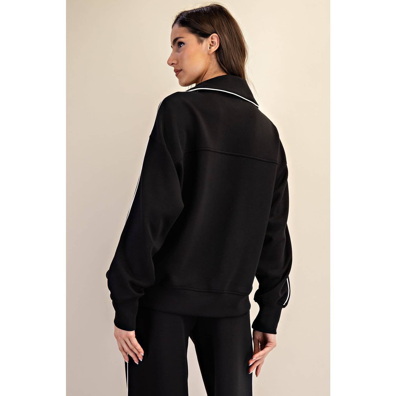 PIPING QUARTER ZIP PULLOVER