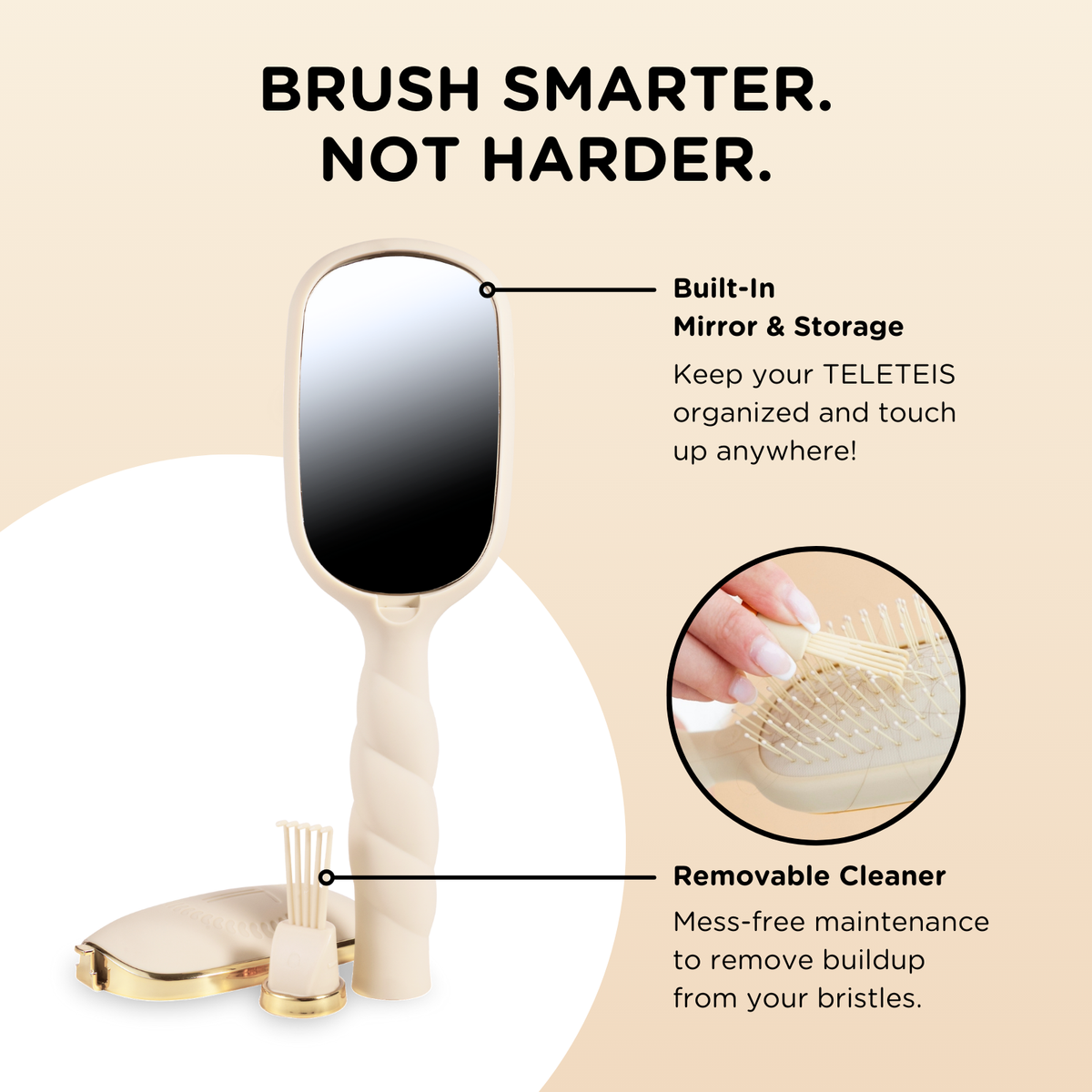Teleties Detangler Brush |Tan| Medium Brush