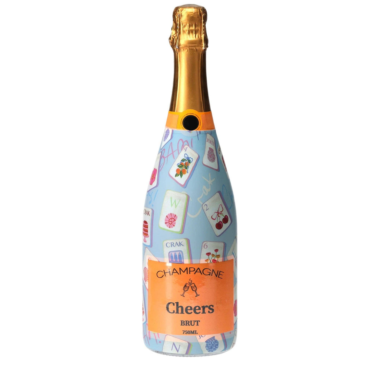 Blue Mahjong Champagne Bottle Wrap – Gift for Her