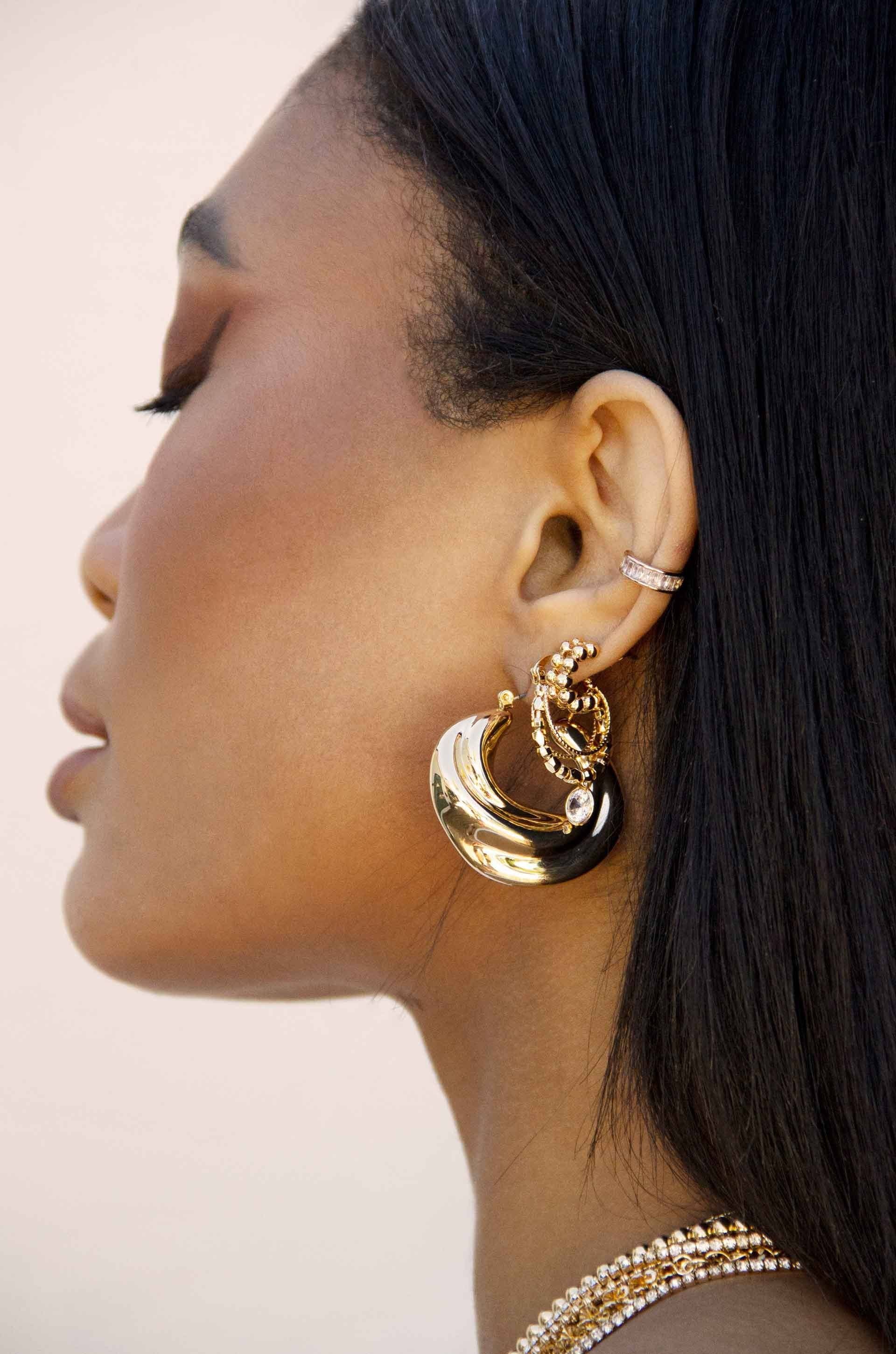 Boho Golden 18k Gold Plated Hoop Earrings