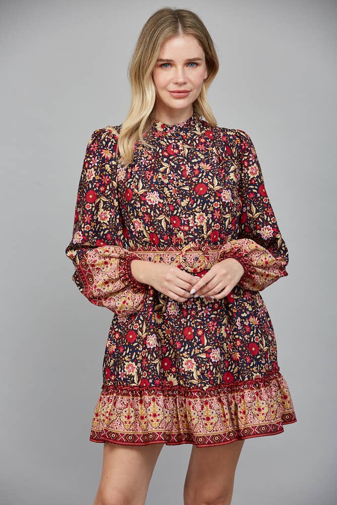Floral Smocked Waist Mini Dress