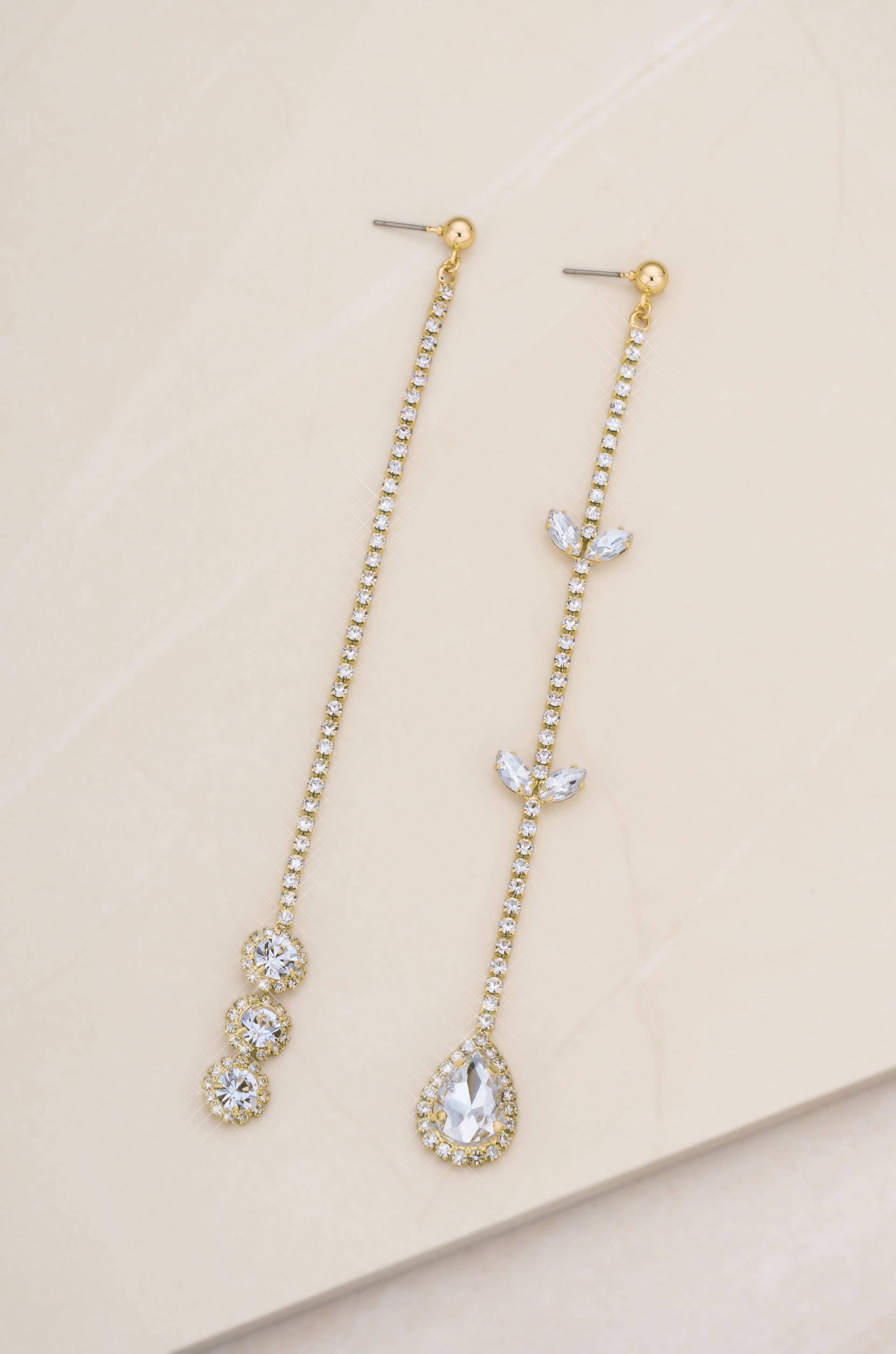 Mix It Up Crystal 18k Gold Plated Asymmetrical Earrings