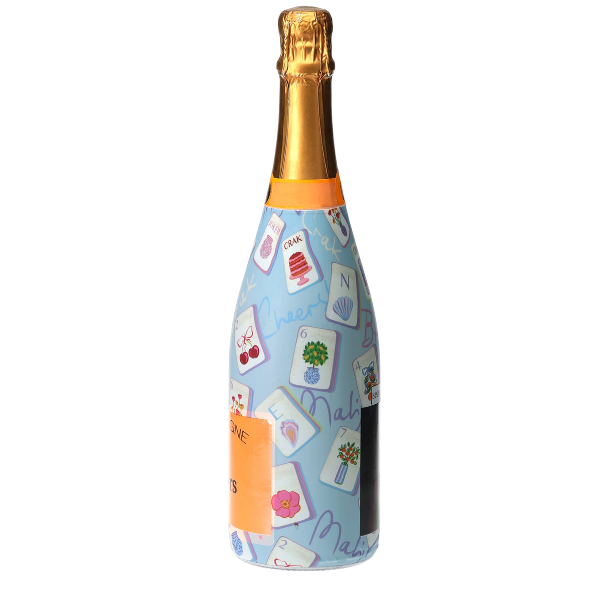 Blue Mahjong Champagne Bottle Wrap – Gift for Her