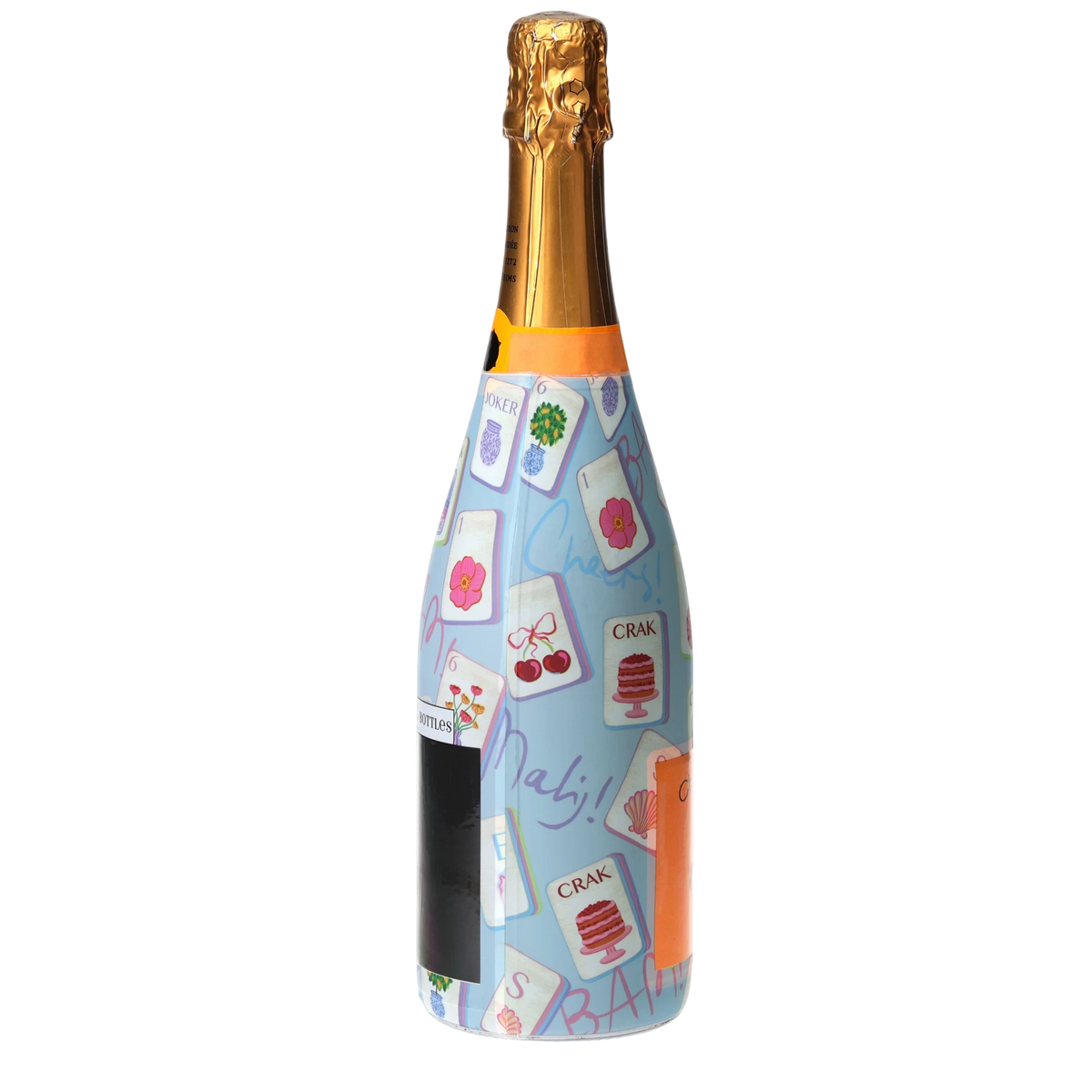 Blue Mahjong Champagne Bottle Wrap – Gift for Her