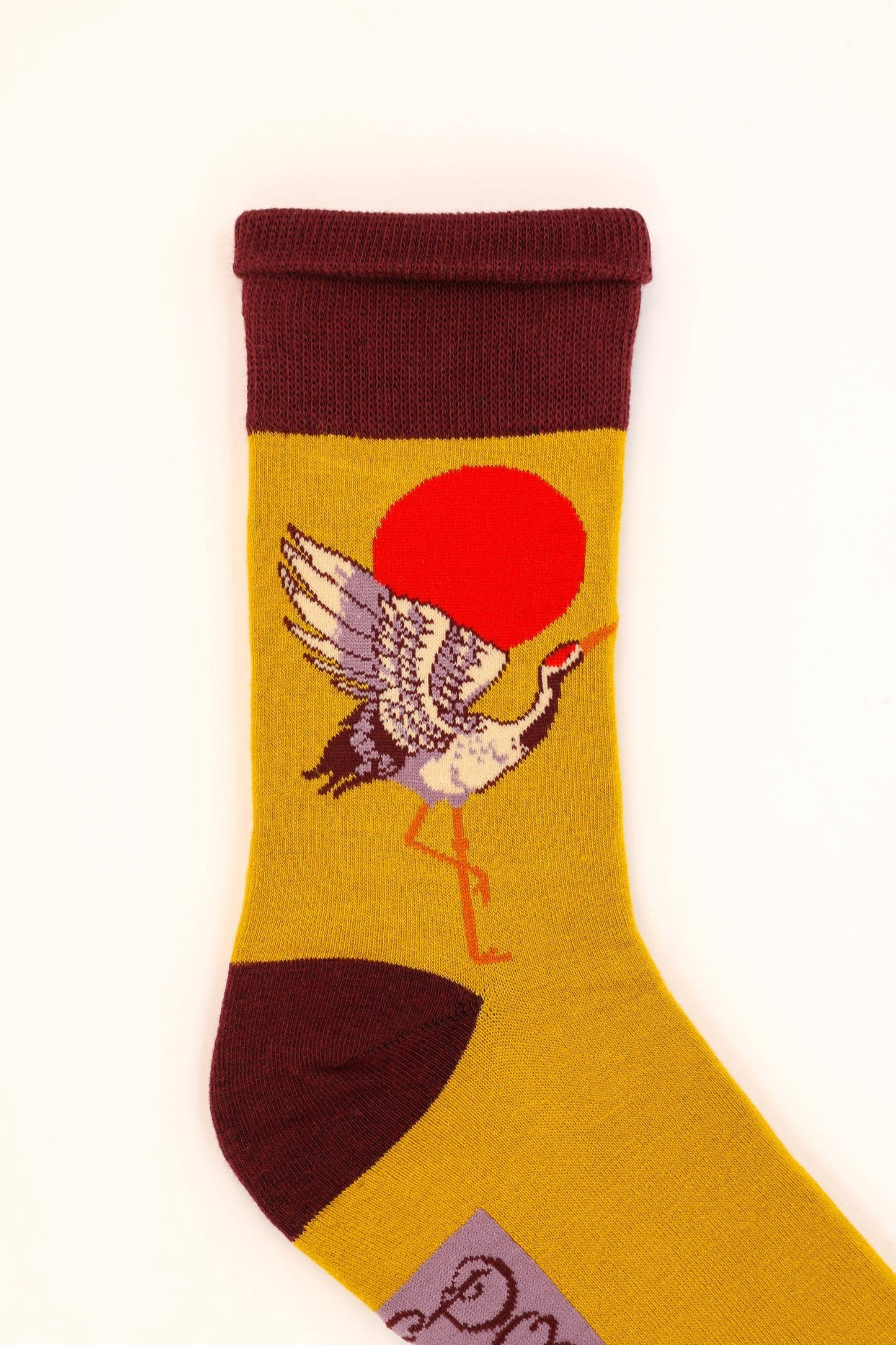 Crane at Sunrise Socks - Mustard