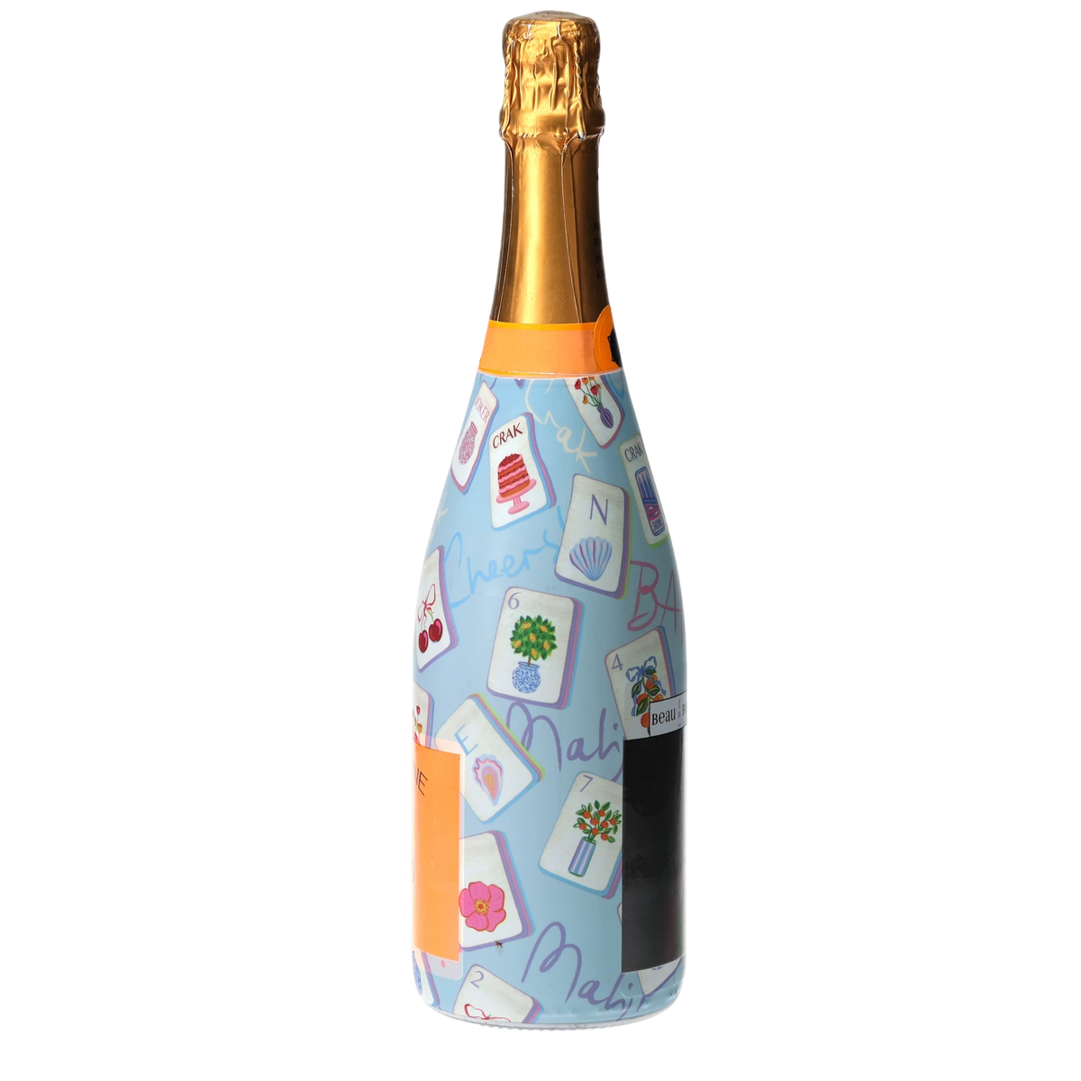 Blue Mahjong Champagne Bottle Wrap – Gift for Her