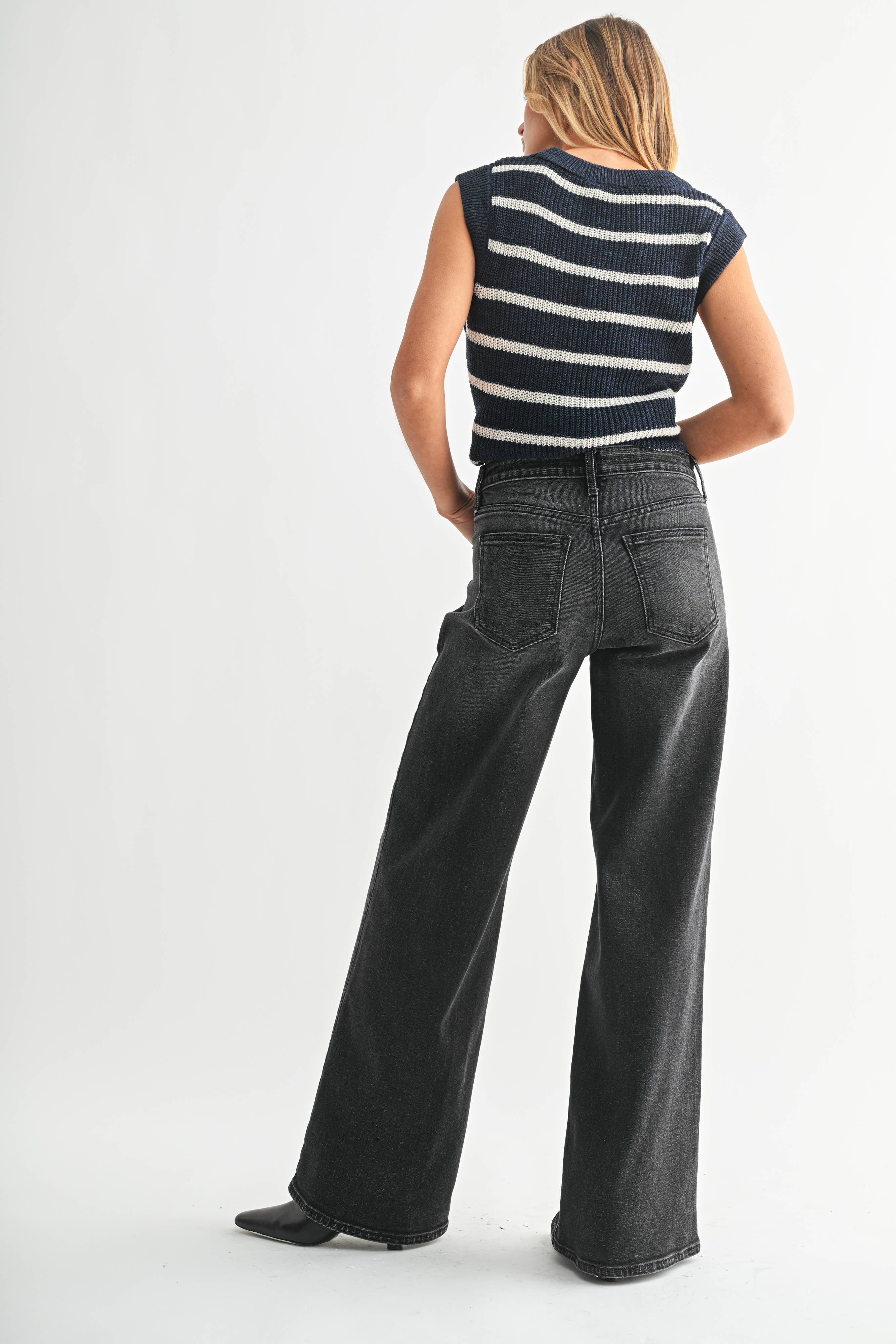 Black Wide-Leg High Rise Denim
