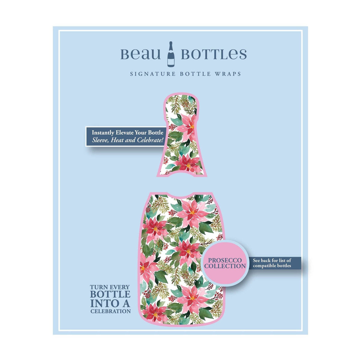Holiday Floral Prosecco Bottle Wrap – Christmas Gift