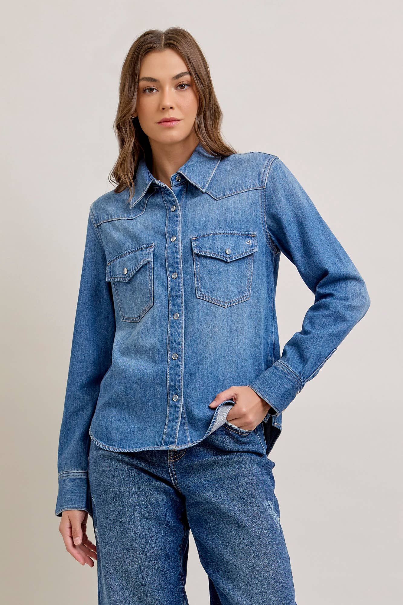 The Abby Denim Western Button Up