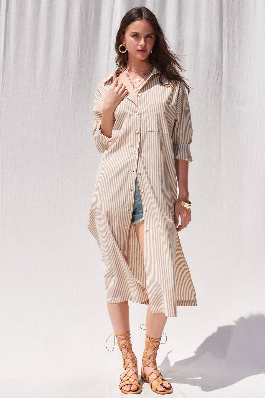 Stripe Midi Shirt Midi Dress