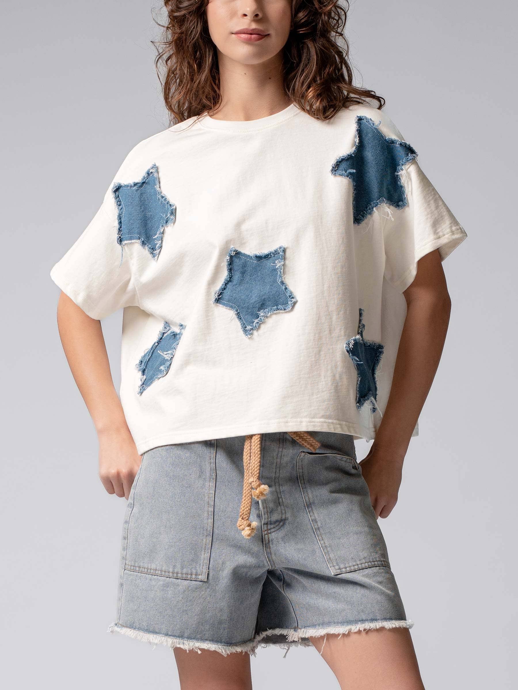Star Appliqué Cotton Tee
