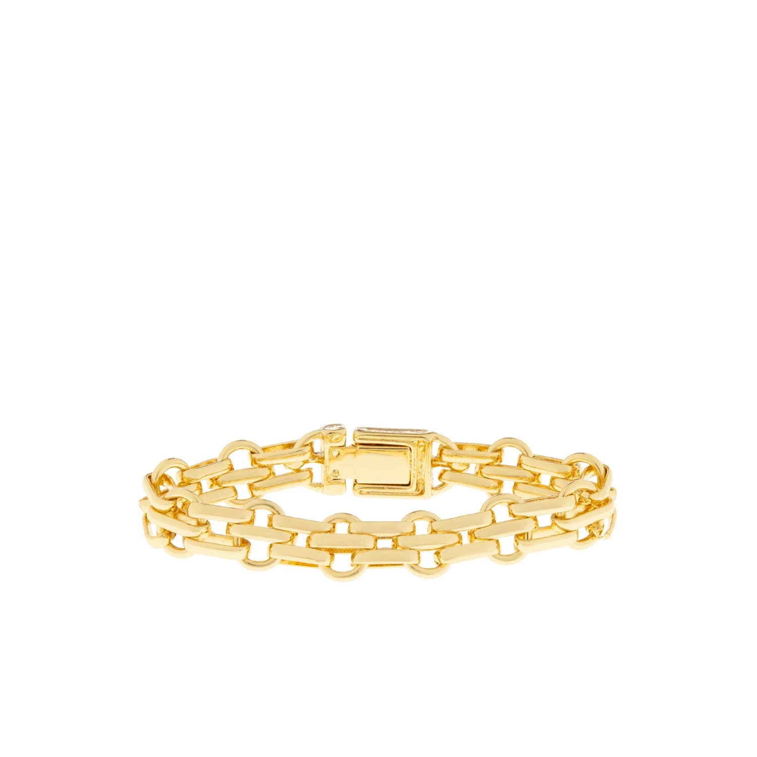 Gold chain bracelet on a white background