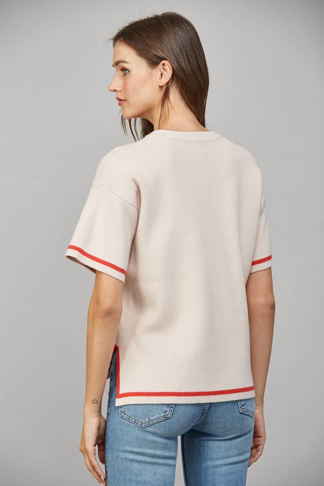 Edge Contrast Trim Sweater Tee