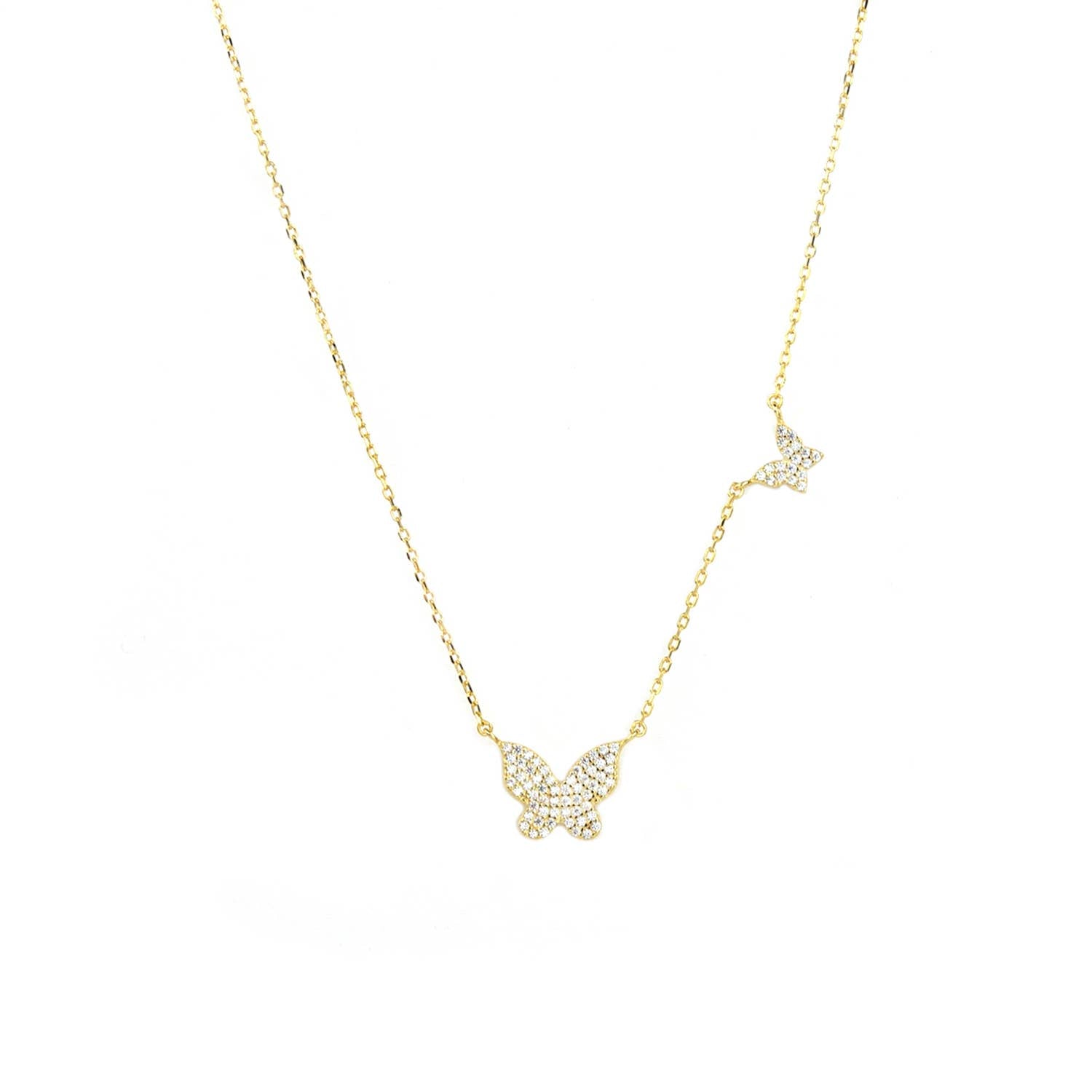 double butterfly gold adjustable necklace