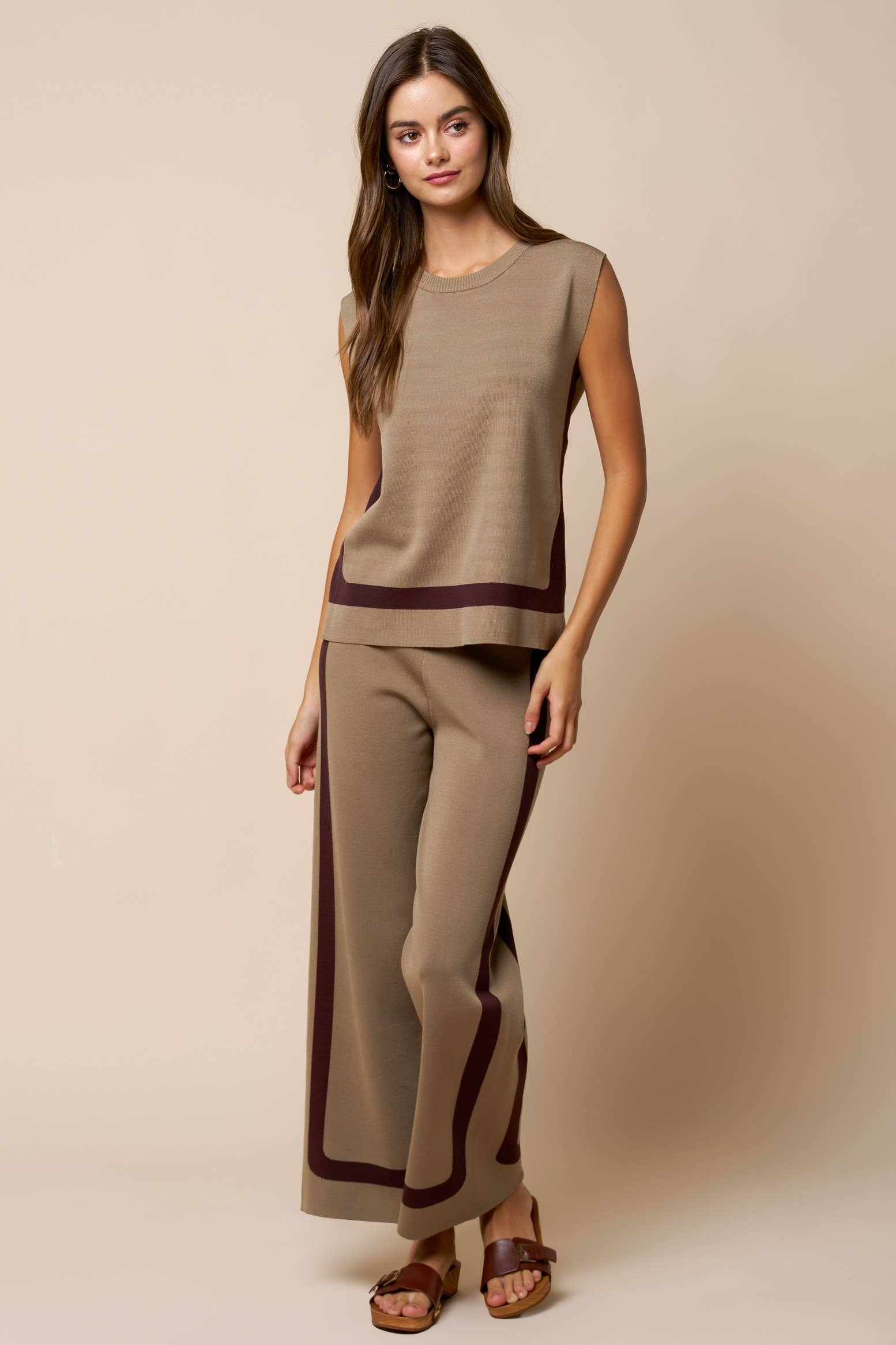 Knit Wide Leg Striped Pant