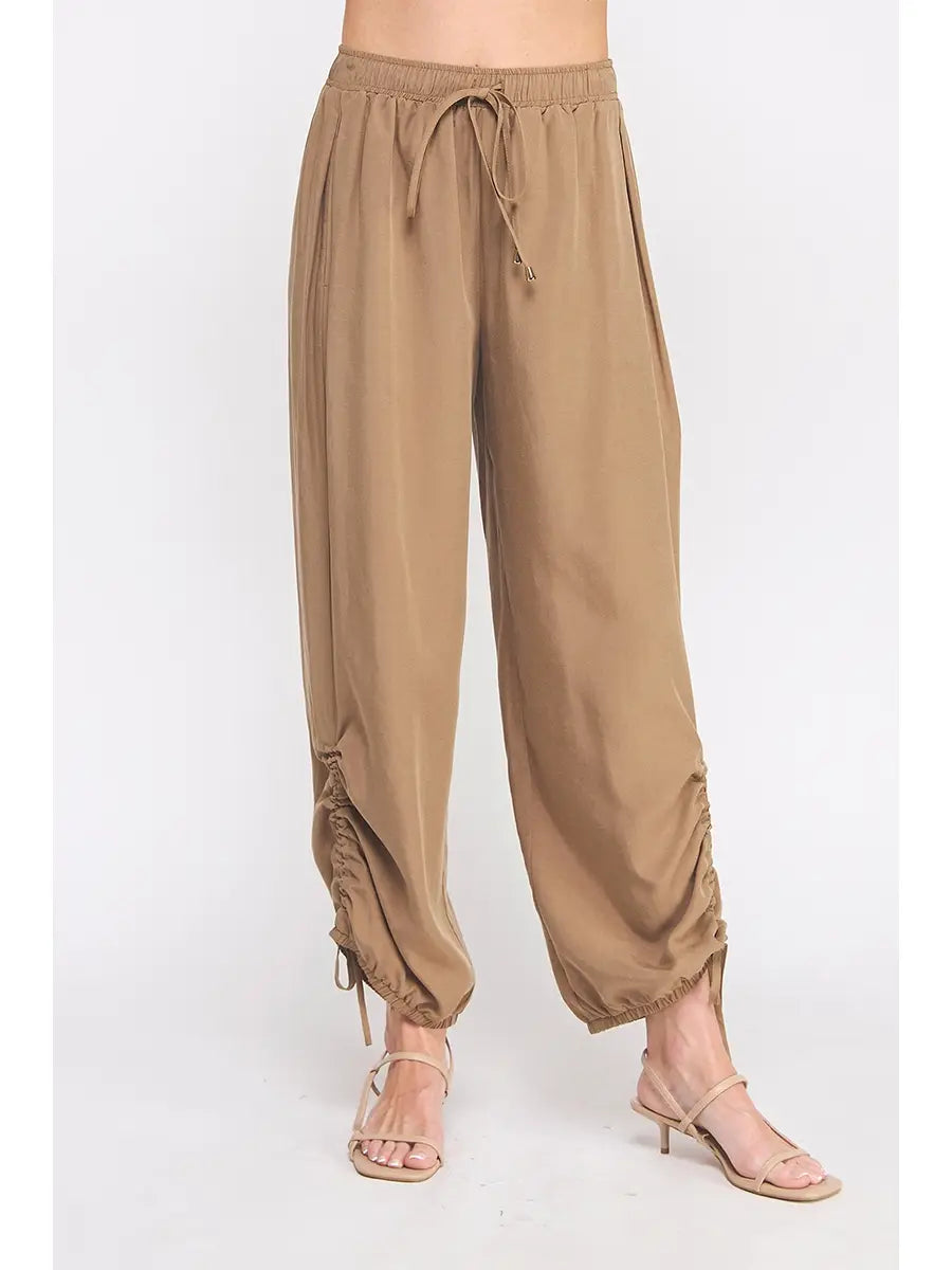Cinnamon Satin Drawstring Pant