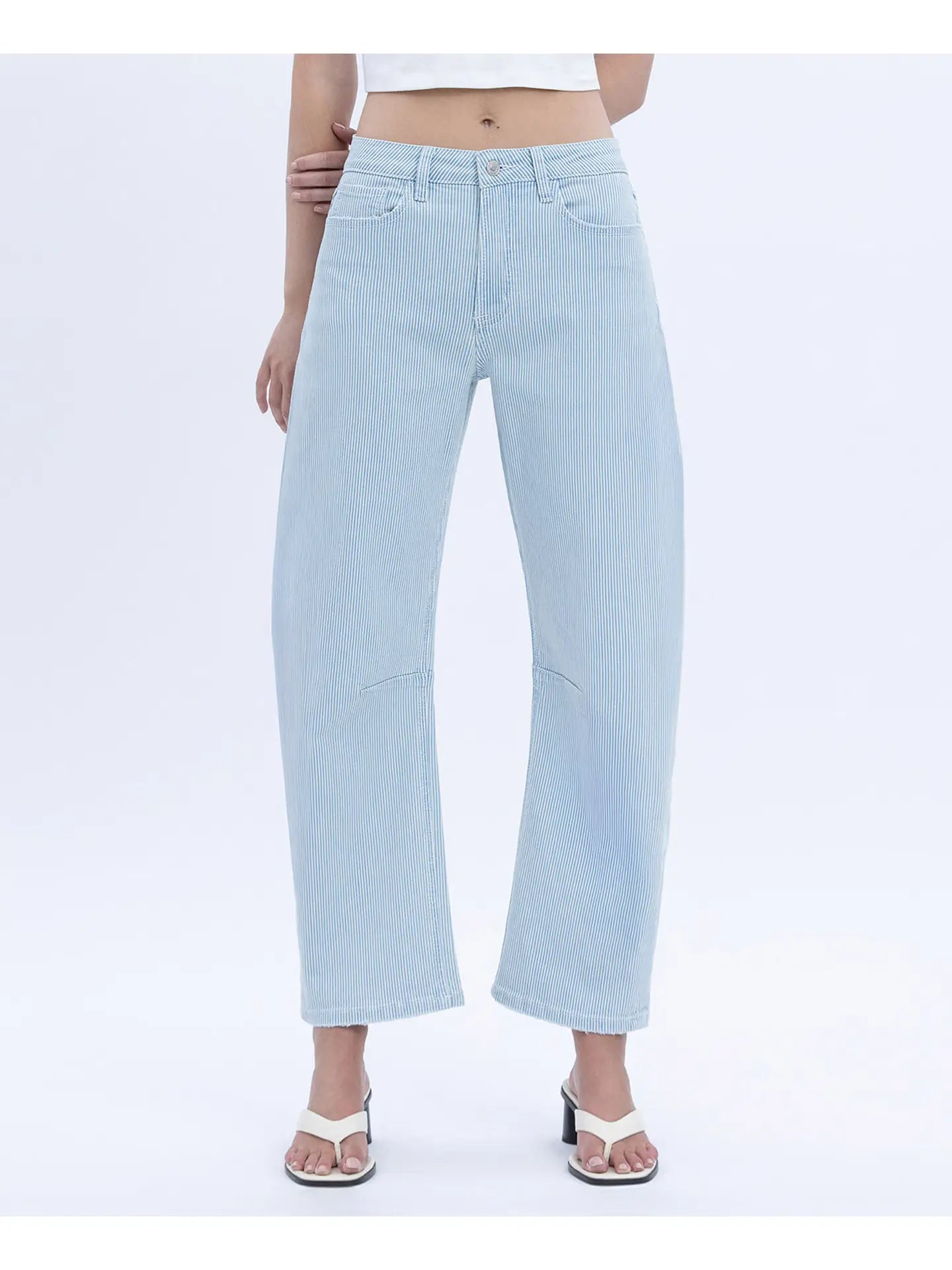 Vervet | Super High Rise Striped Barrel Leg Jeans