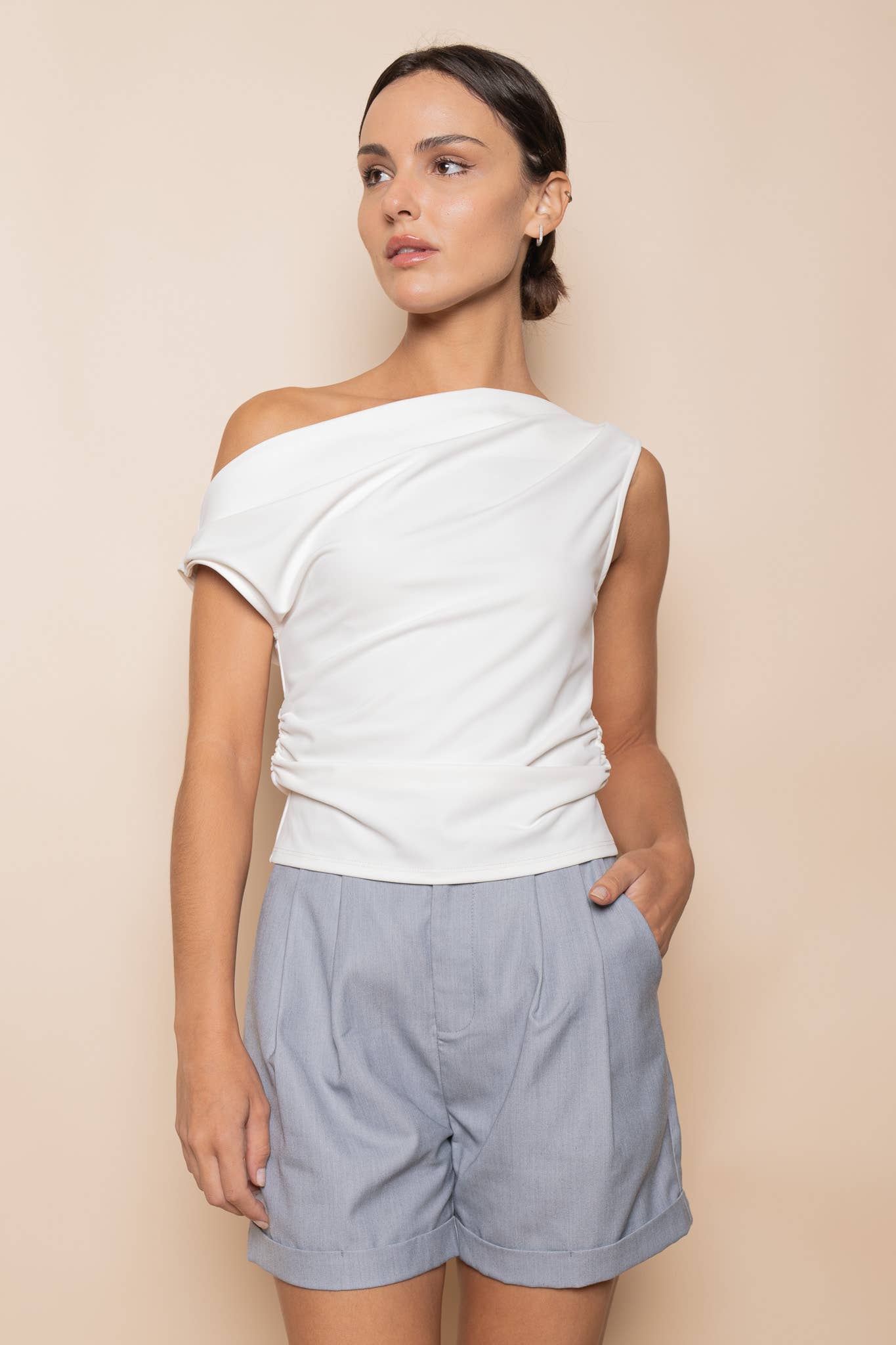 Soft Drape One Shoulder Top