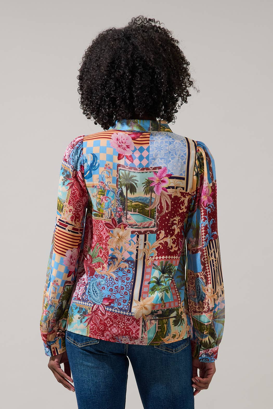 Matra Long Sleeve Collared Blouse