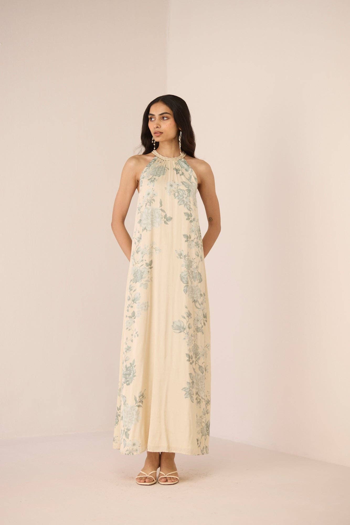 Blue Willow Halter Maxi Dress
