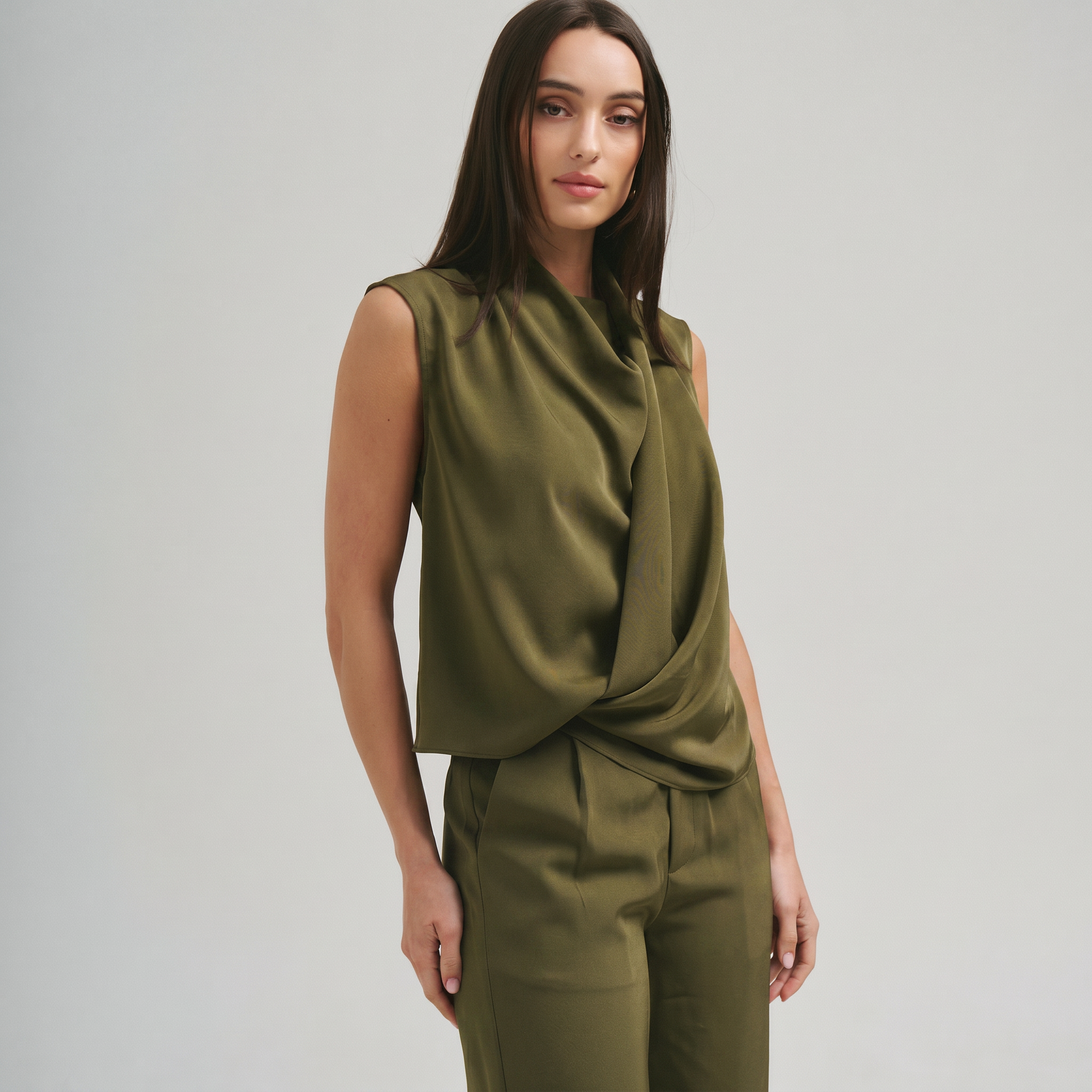 Sleeveless draped top