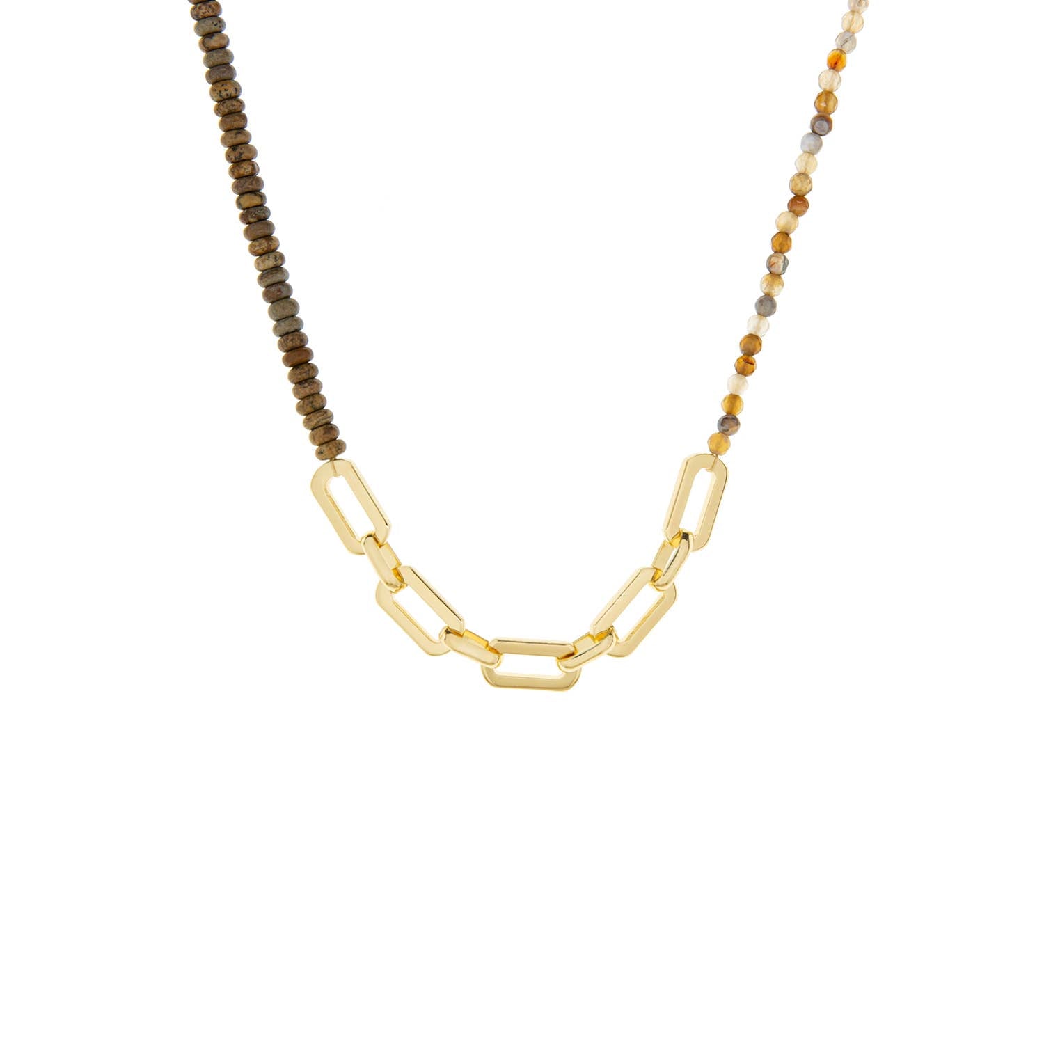 Natural stone and link chain necklace