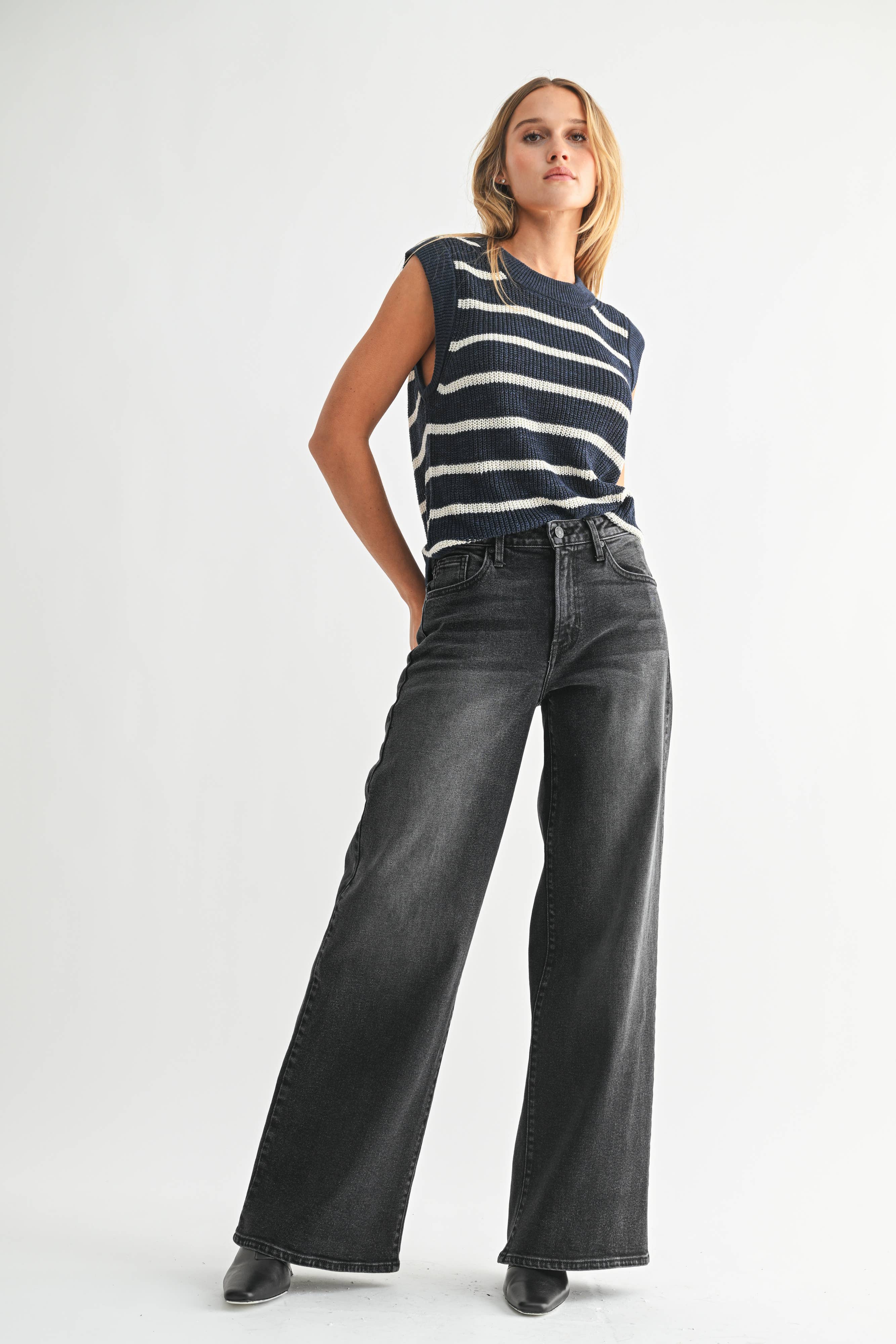 Black Wide-Leg High Rise Denim