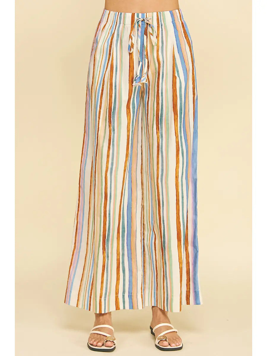 Multi Color Stripe Wide Leg Pants