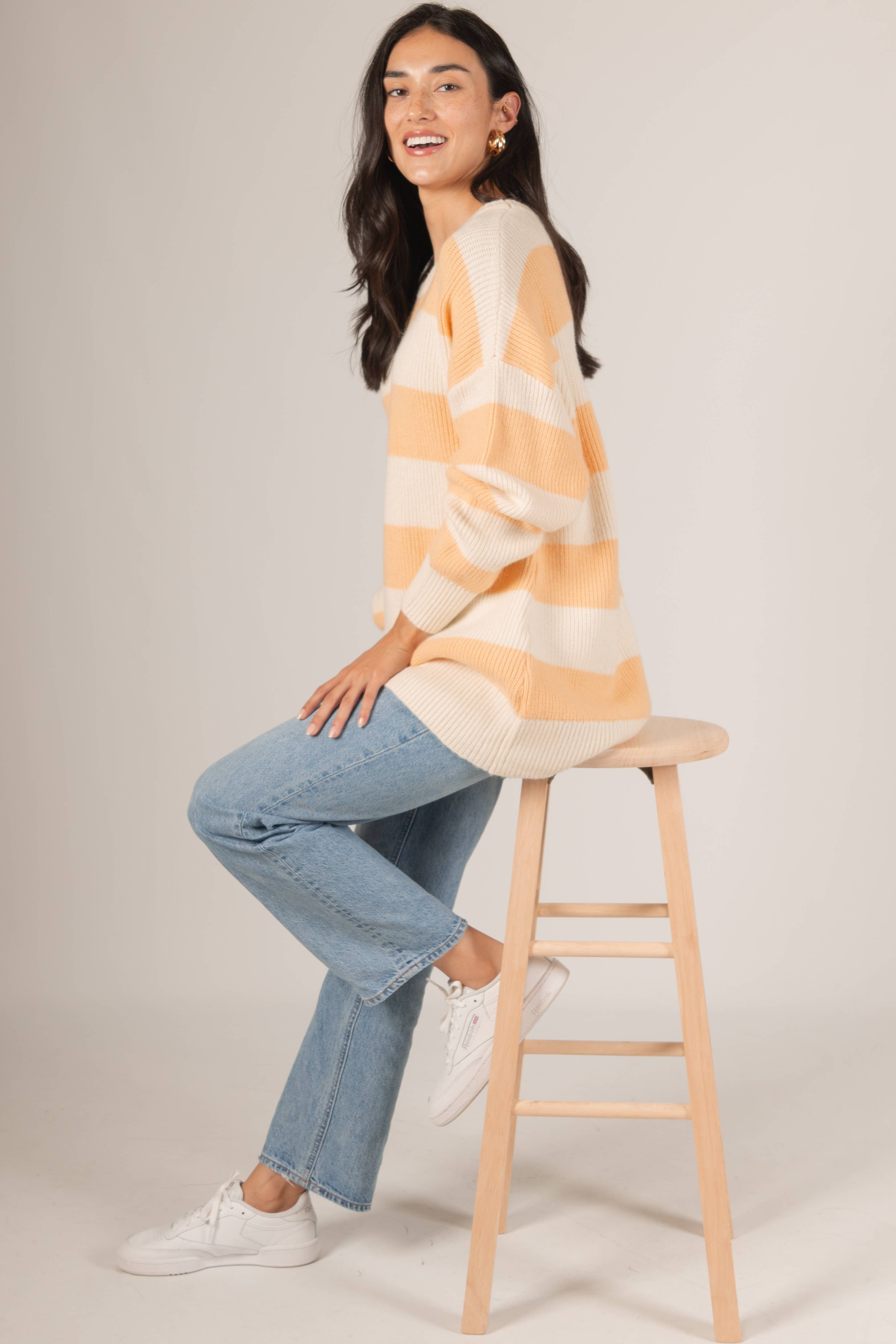 Colorblock Stripe Oversized Pullover Sweater