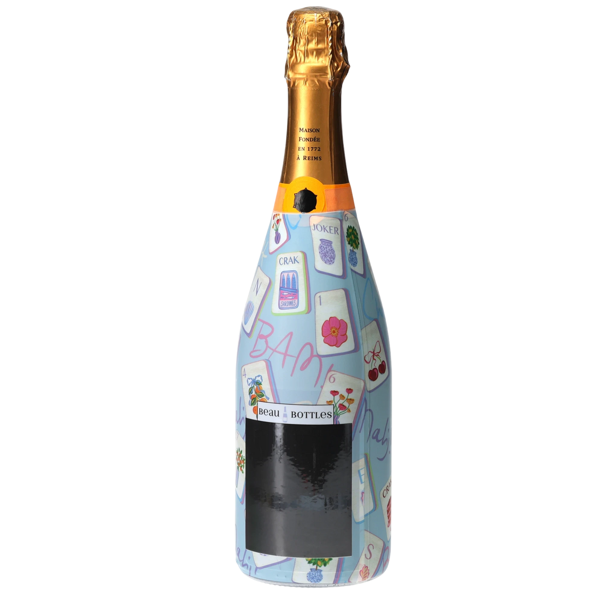 Blue Mahjong Champagne Bottle Wrap – Gift for Her