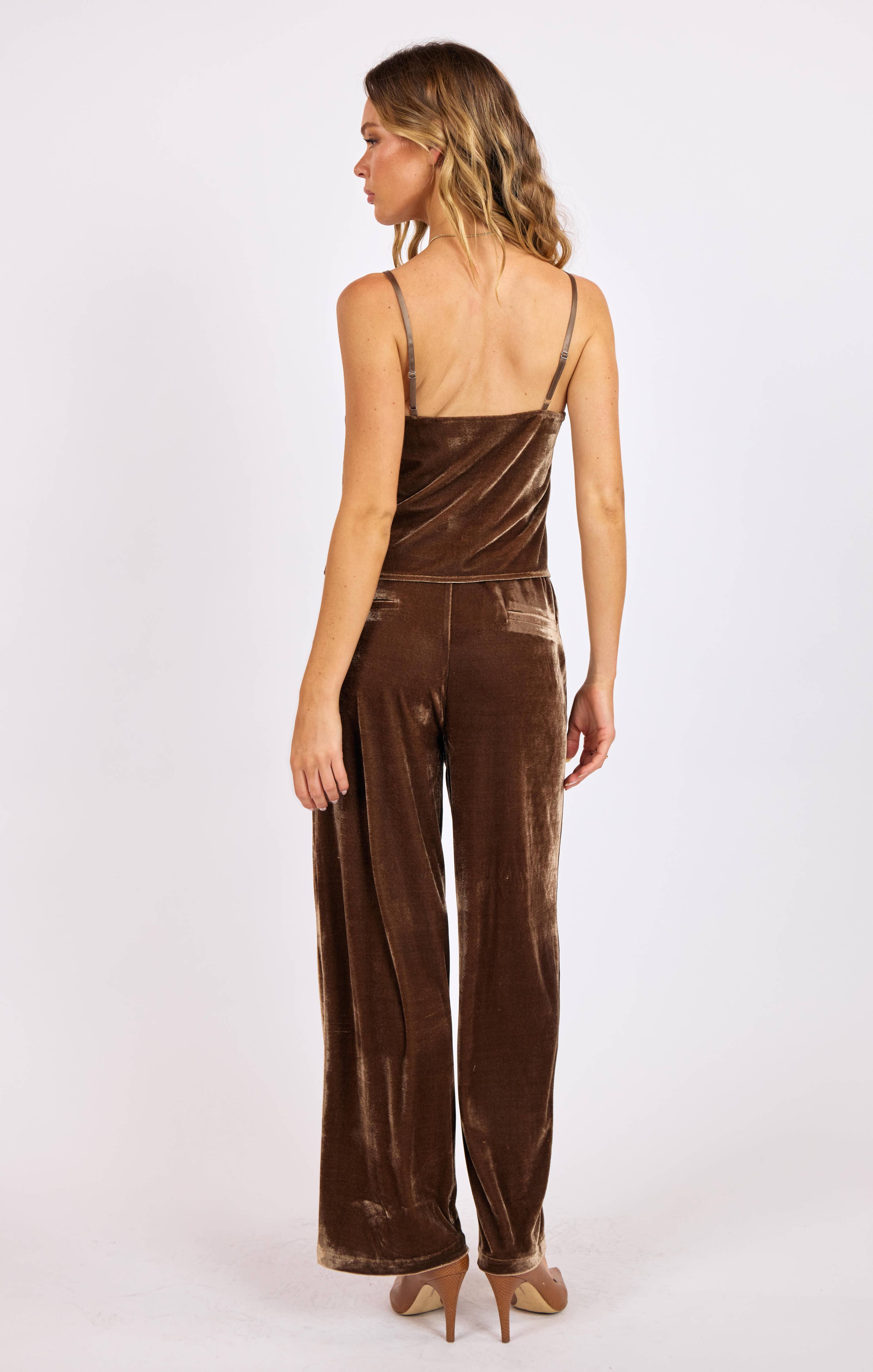 Twilight Spell Stretch Velvet Cami : MOCHA