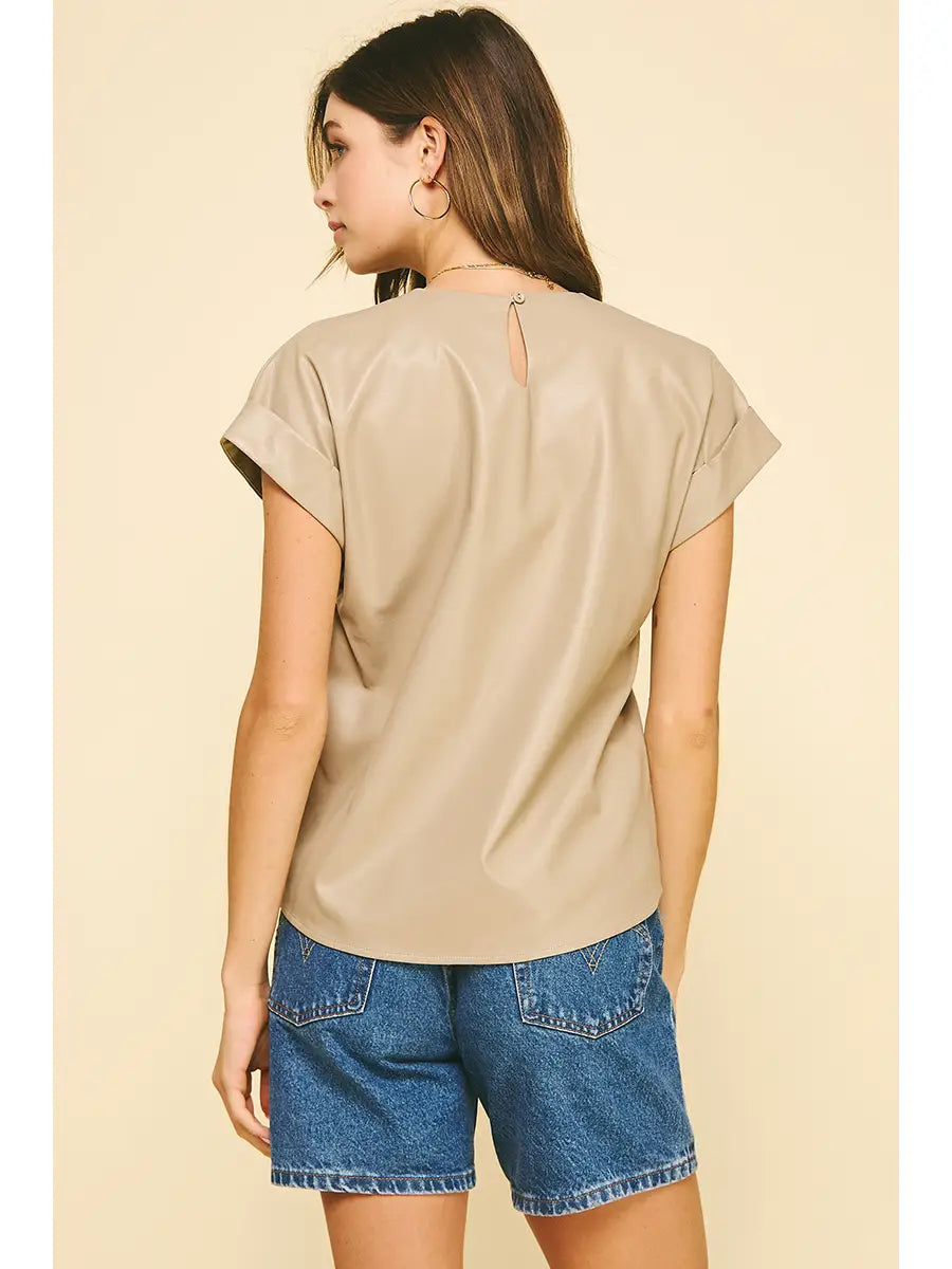 Leather Cap Sleeve Top