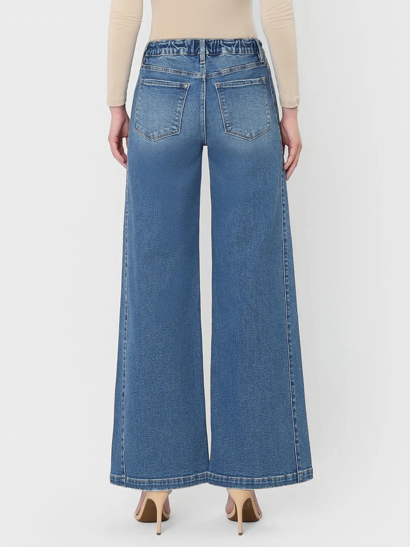 Vervet |High Rise Waist Tie Twist Wide Jeans