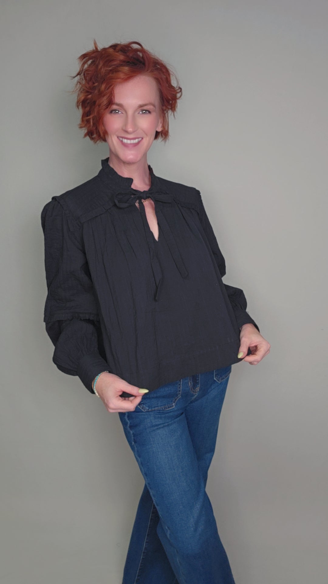 Midnight Muse Tie Neck Blouse