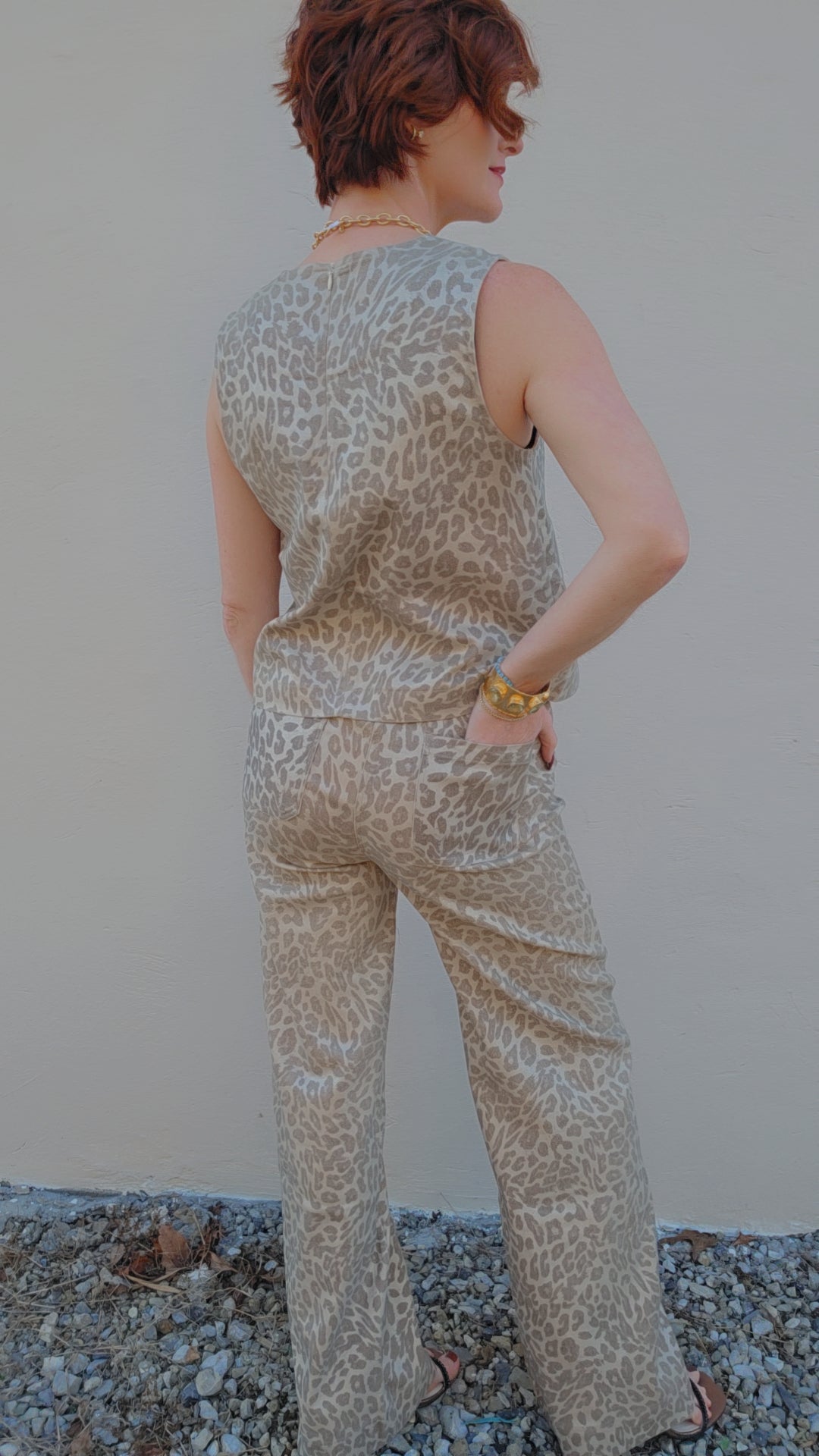 Champagne Shimmer Leopard Sleeveless Top