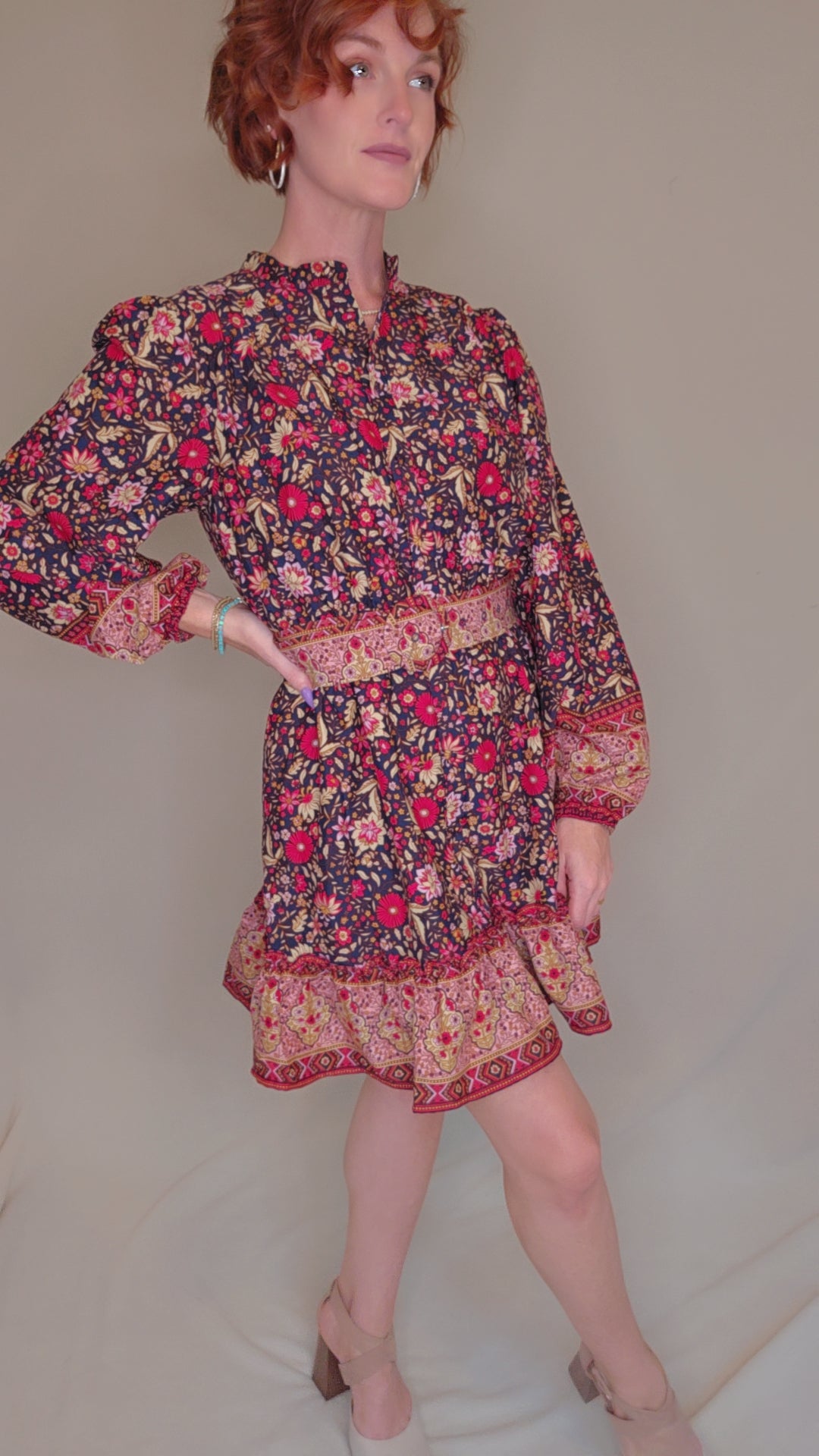 Floral Smocked Waist Mini Dress
