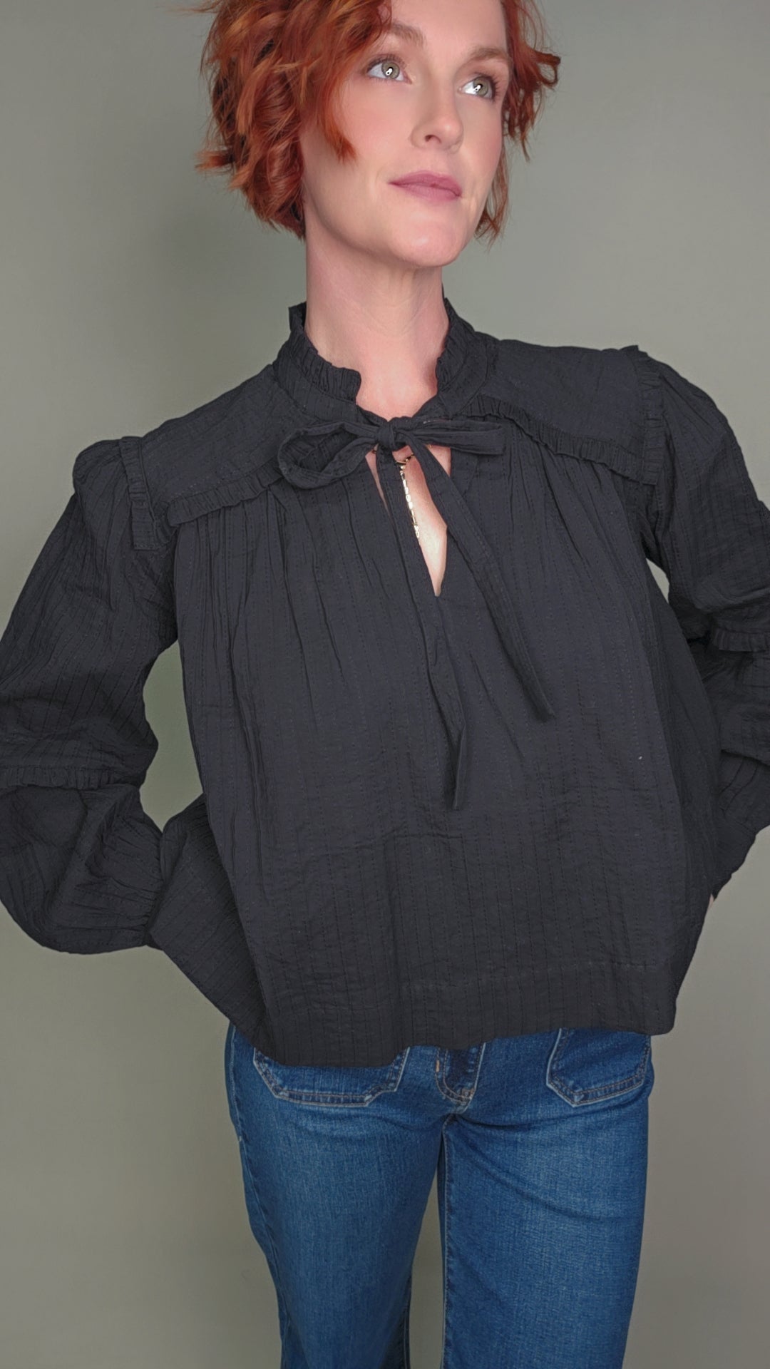 Midnight Muse Tie Neck Blouse