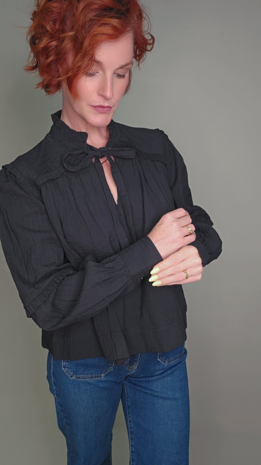 Midnight Muse Tie Neck Blouse