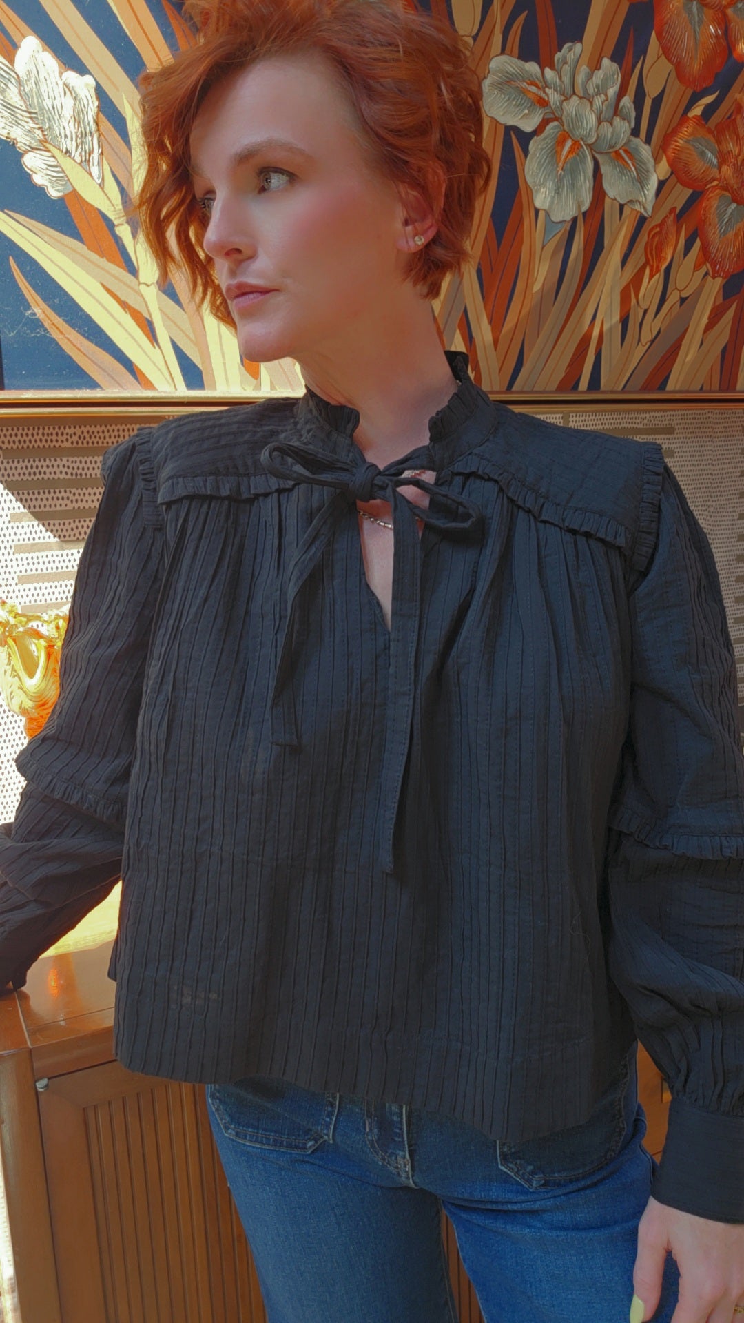 Midnight Muse Tie Neck Blouse